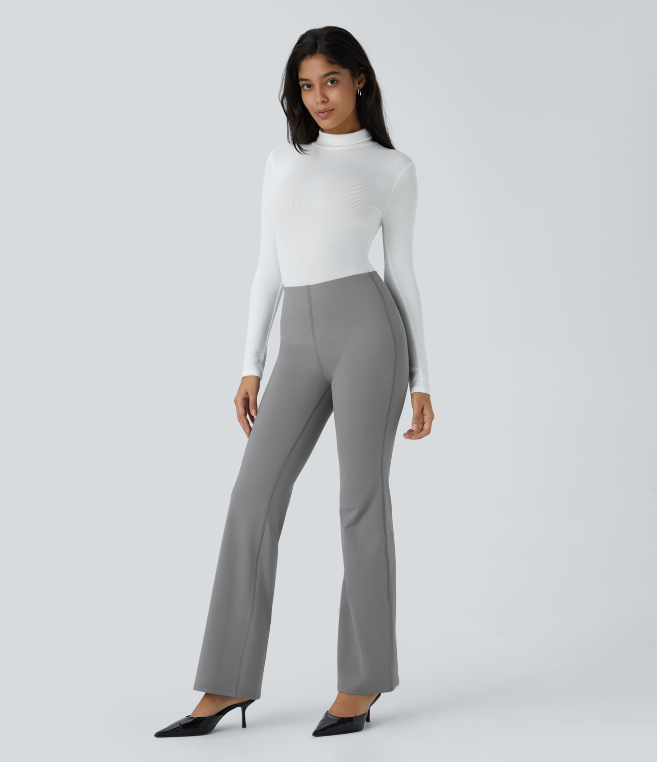 Halara Halara Flexв„ў High Waisted Tummy Control Work Slight Flare Pants  - Silent Storm - XL(regular) sweatpants jogger pants 