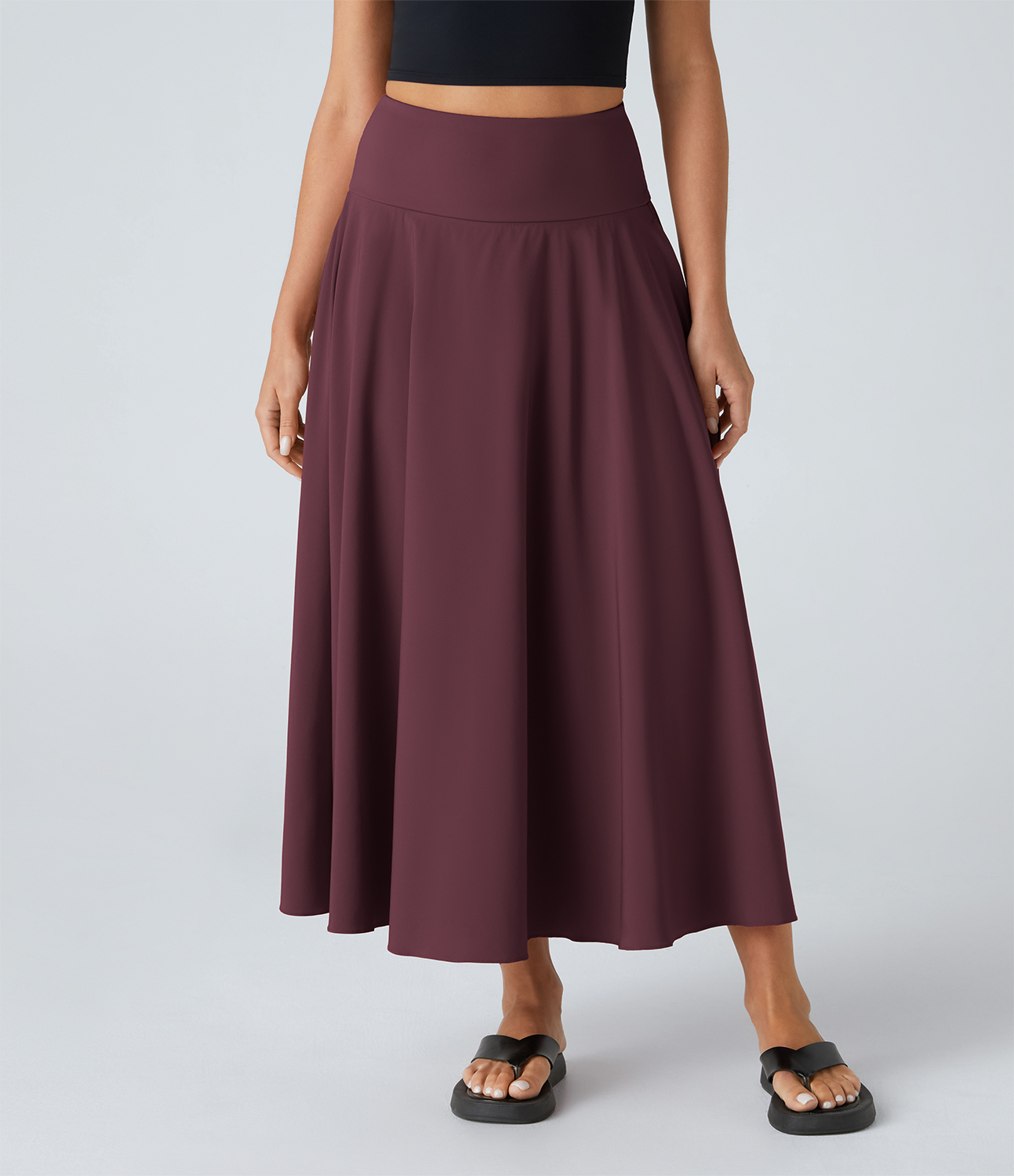 

Halara Breezefulв„ў High Waisted Tie Back Side Pocket 2-in-1 Flowy Quick Dry Midi Casual Skirt - Amaranth