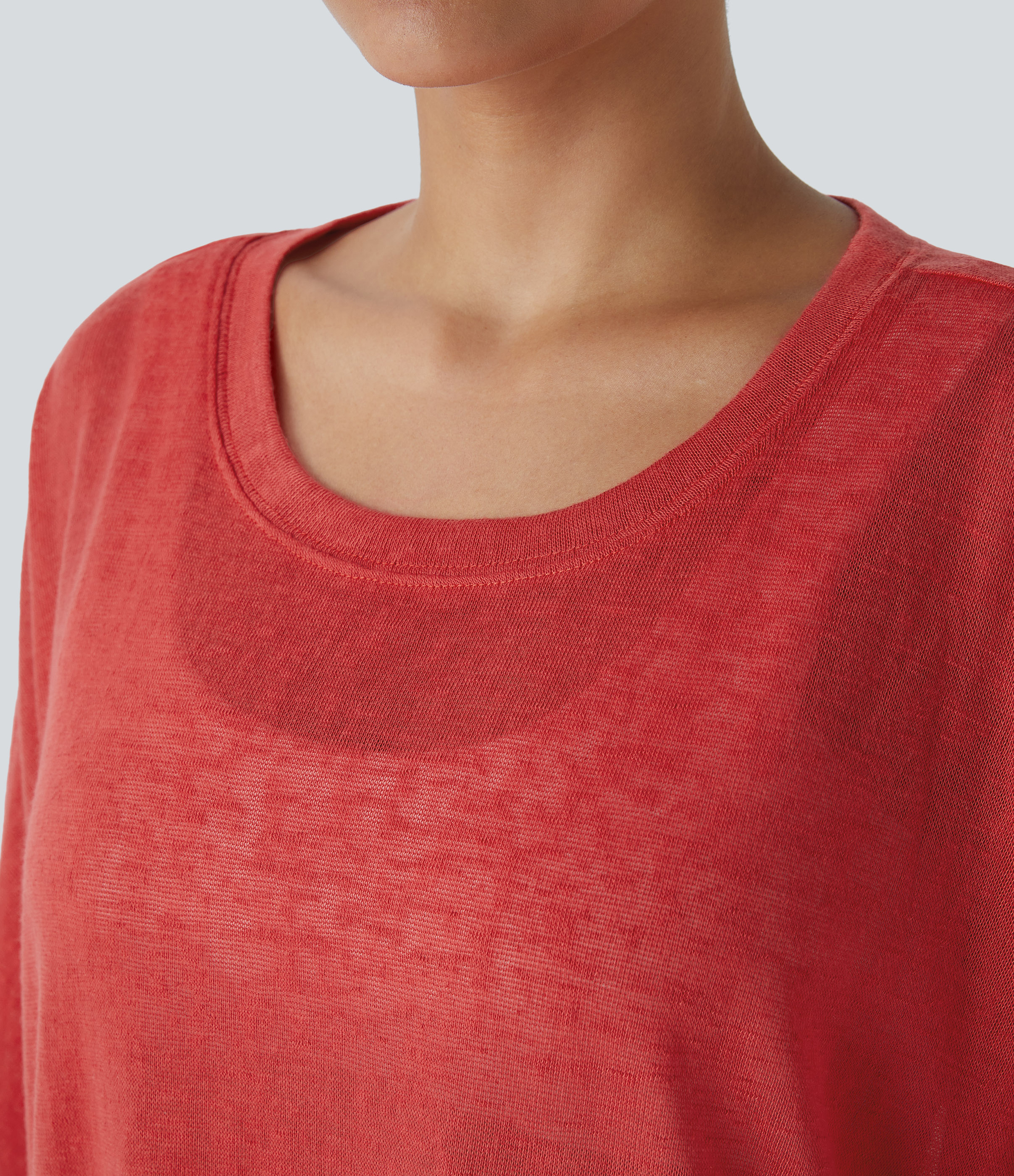 Halara Asymmetric Split Hem Sheer Oversize Casual Top Tank Top - Rubicondo - XL golf tops halter top tunic tops sleeveless tops backless top 