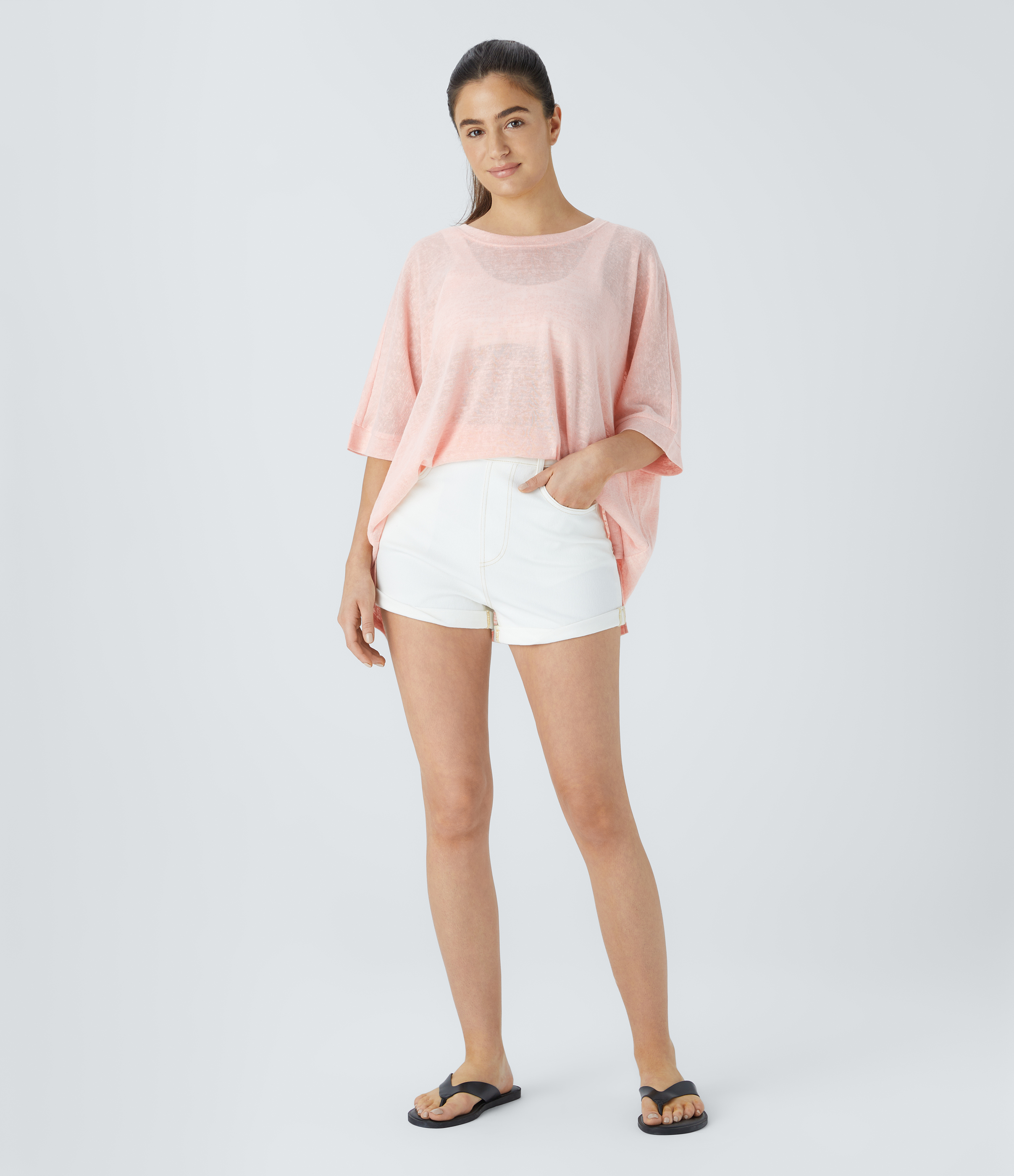 Halara Asymmetric Split Hem Sheer Oversize Casual Top Tank Top - Rosewater - XL golf tops halter top tunic tops sleeveless tops backless top 