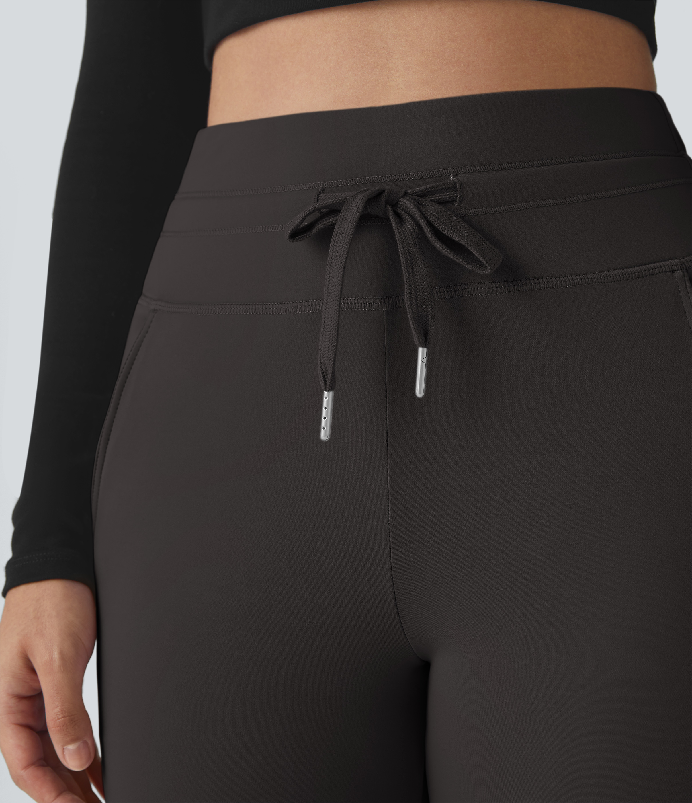 Halara Softlyzeroв„ў Plush High Waisted Drawstring Side Pocket Plain Full Length Joggers  - Espresso - L(petite) 