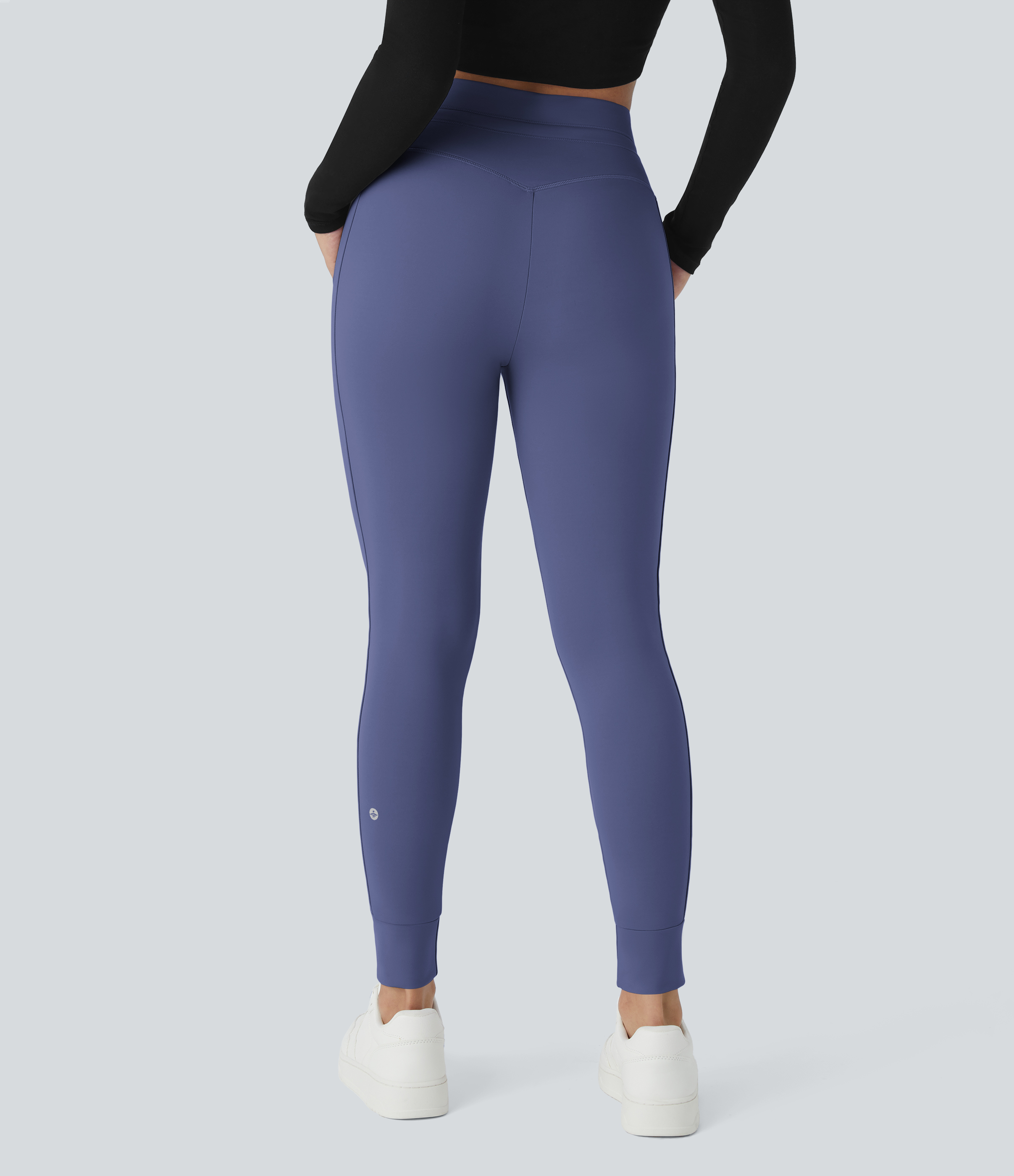 Halara Softlyzeroв„ў Airy High Waisted Drawstring Side Pocket Plain Cool Touch Full Length Joggers-UPF50+  - Dusky Blue - XL(petite) 