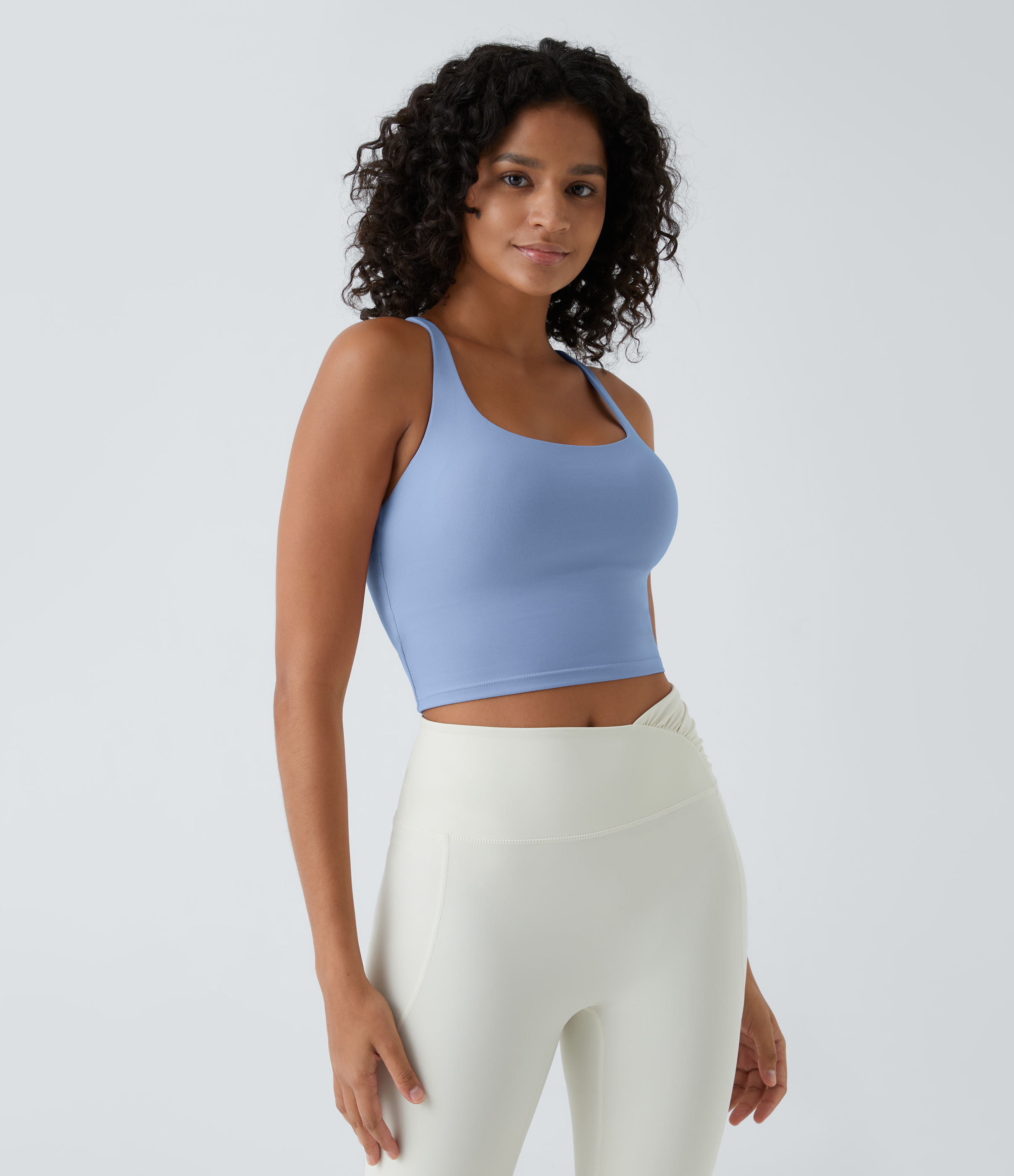 Halara Crisscross Backless Cropped Yoga Tank Top Tank Top - Serenity - XS golf tops halter top tunic tops sleeveless tops backless top 