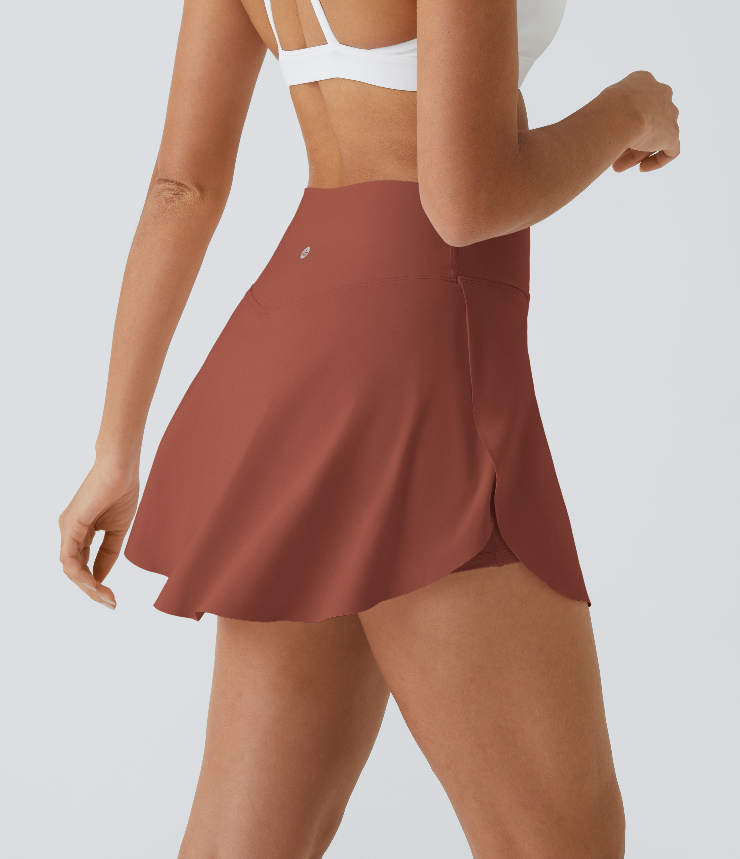 Halara Softlyzeroв„ў Airy Crossover Side Pocket 2-in-1 Cool Touch Tennis Skirt-Lucid-Longer Length  - Sequoia - XS(Long) 