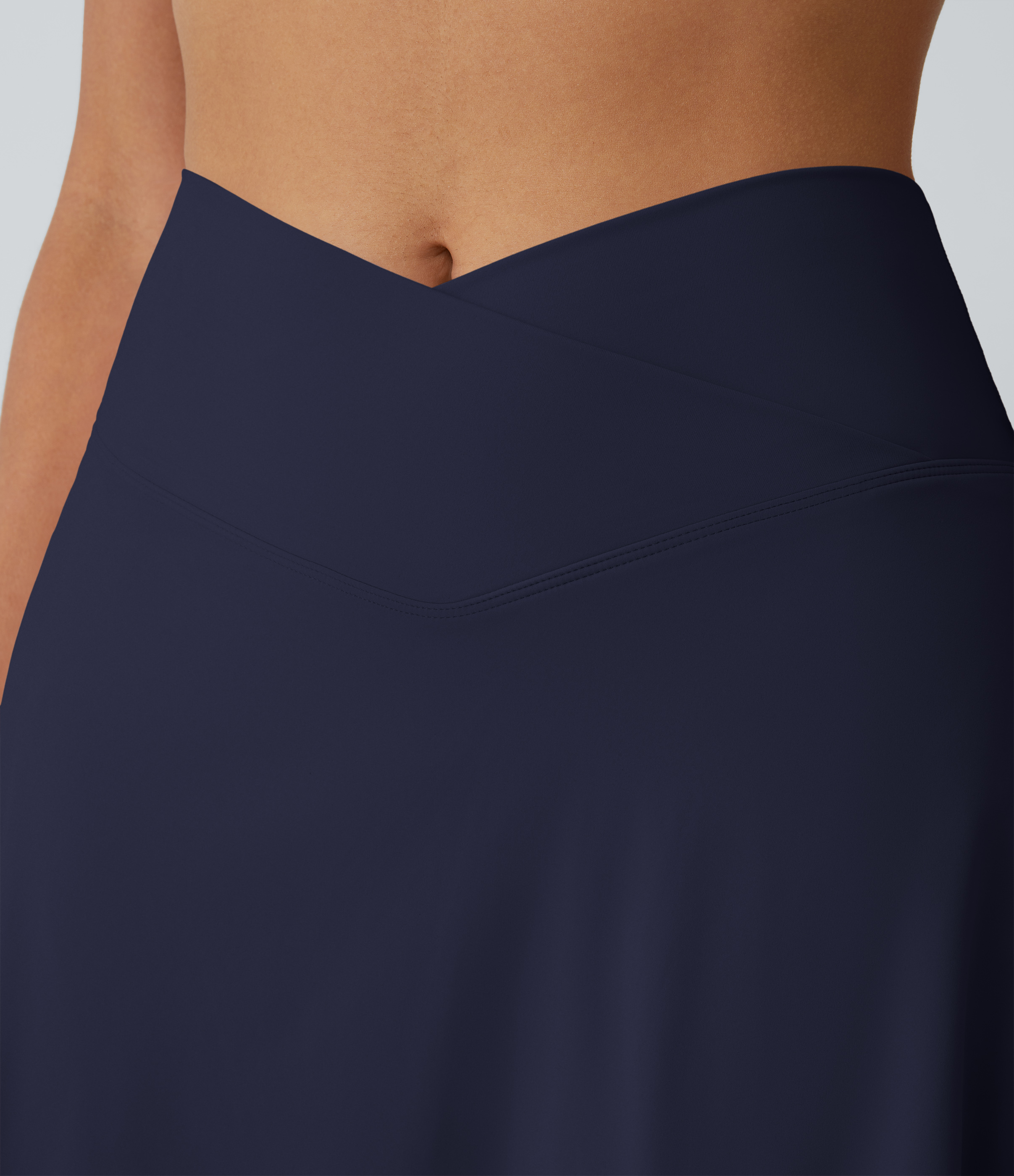 Halara Softlyzeroв„ў Airy Crossover Side Pocket 2-in-1 Cool Touch Tennis Skirt-Lucid-Longer Length  - Peacoat - L(Long) midi skirt a line skirt 