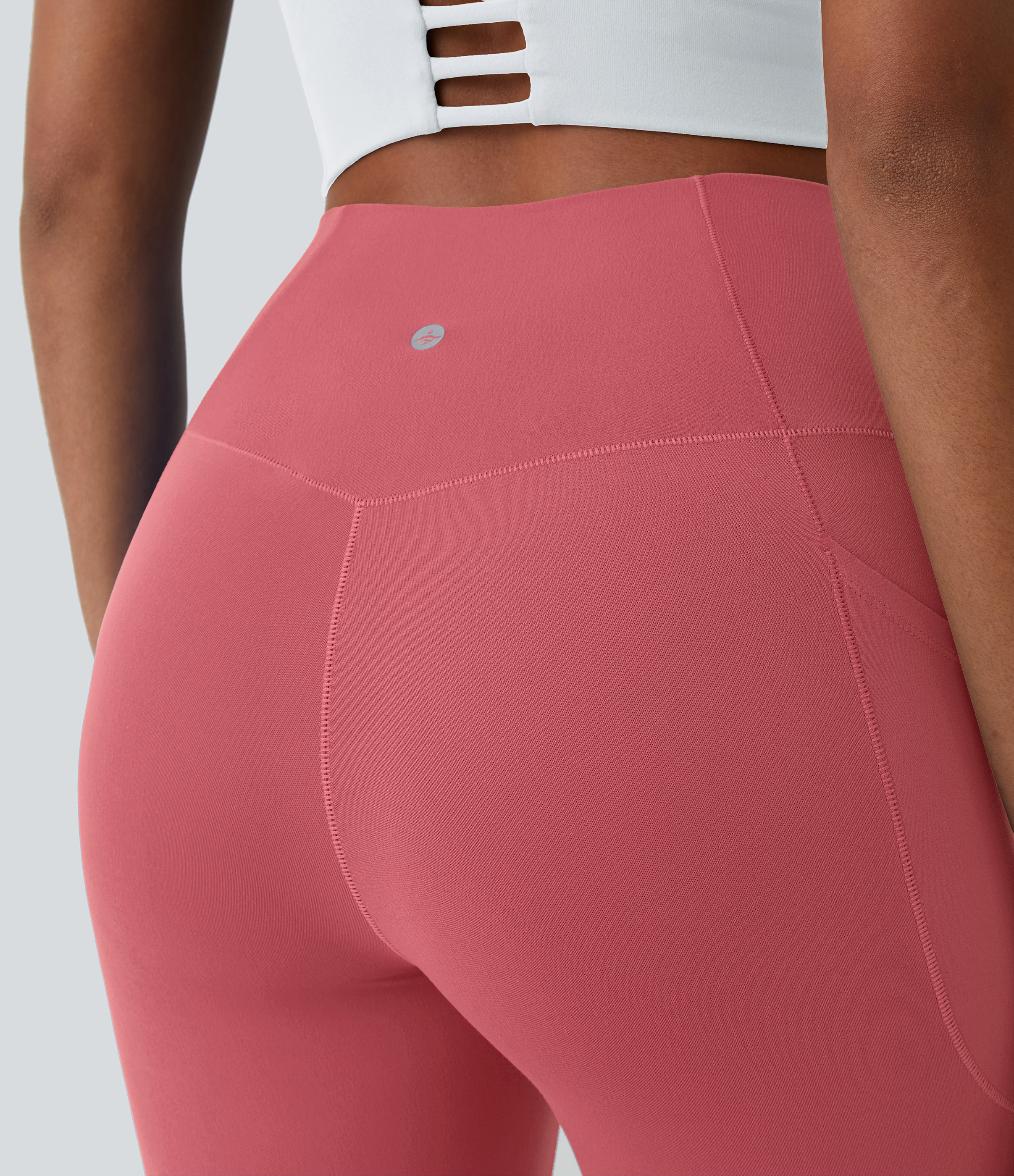 Halara Cloudfulв„ў Fabric Crossover Pocket Plain Leggings  - Begonia Rouge - S(7/8) gym leggings leggings with pockets leggings with butt lift 