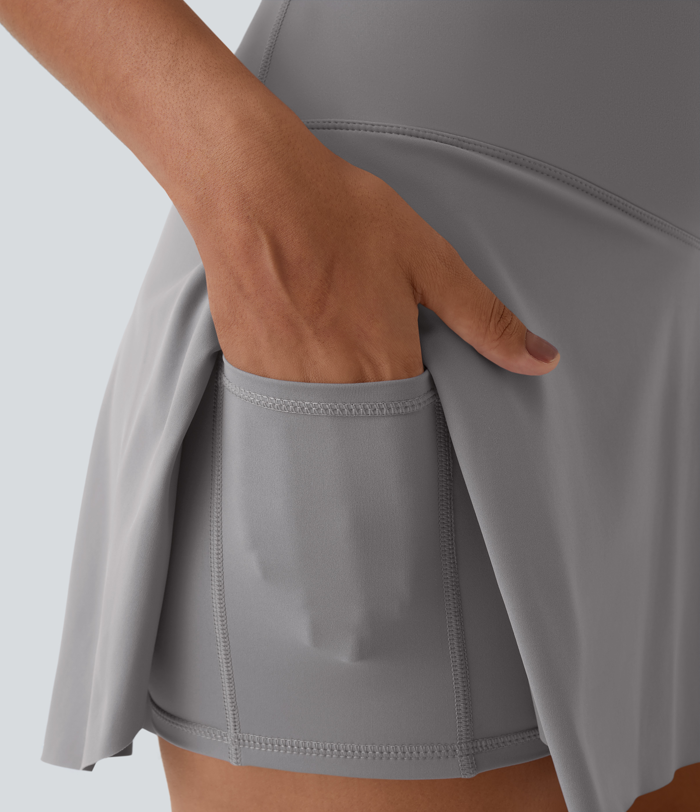 Halara Everyday Cloudfulв„ў Air Crossover 2-in-1 Side Pocket Tennis Skirt-Lucid  - Steel Gray - XL midi skirt a line skirt golfing skirt 