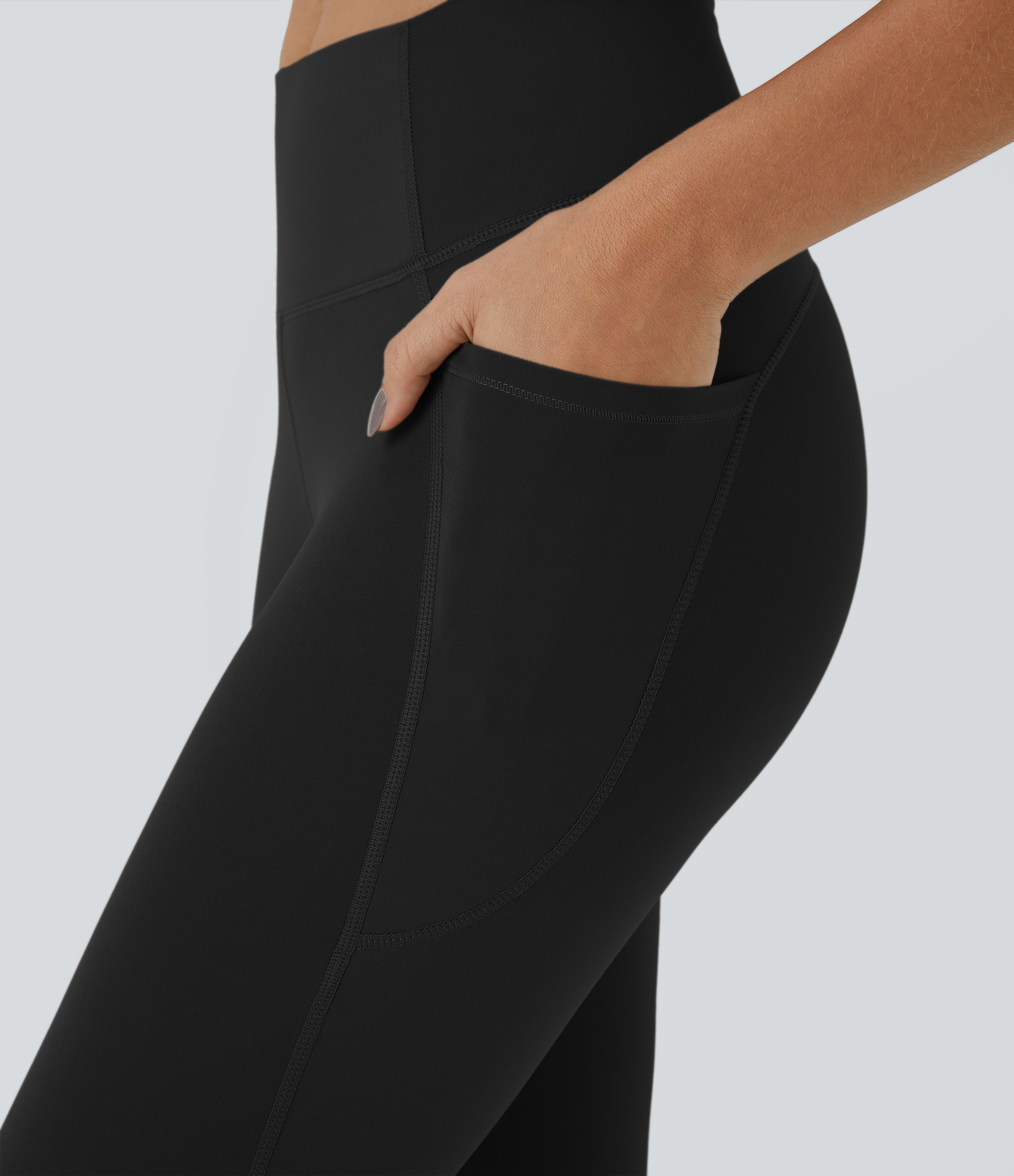 Halara UltraSculptв„ў High Waisted Side Pocket Training 7/8 Leggings  - Black - M gym leggings leggings with pockets leggings with butt lift 