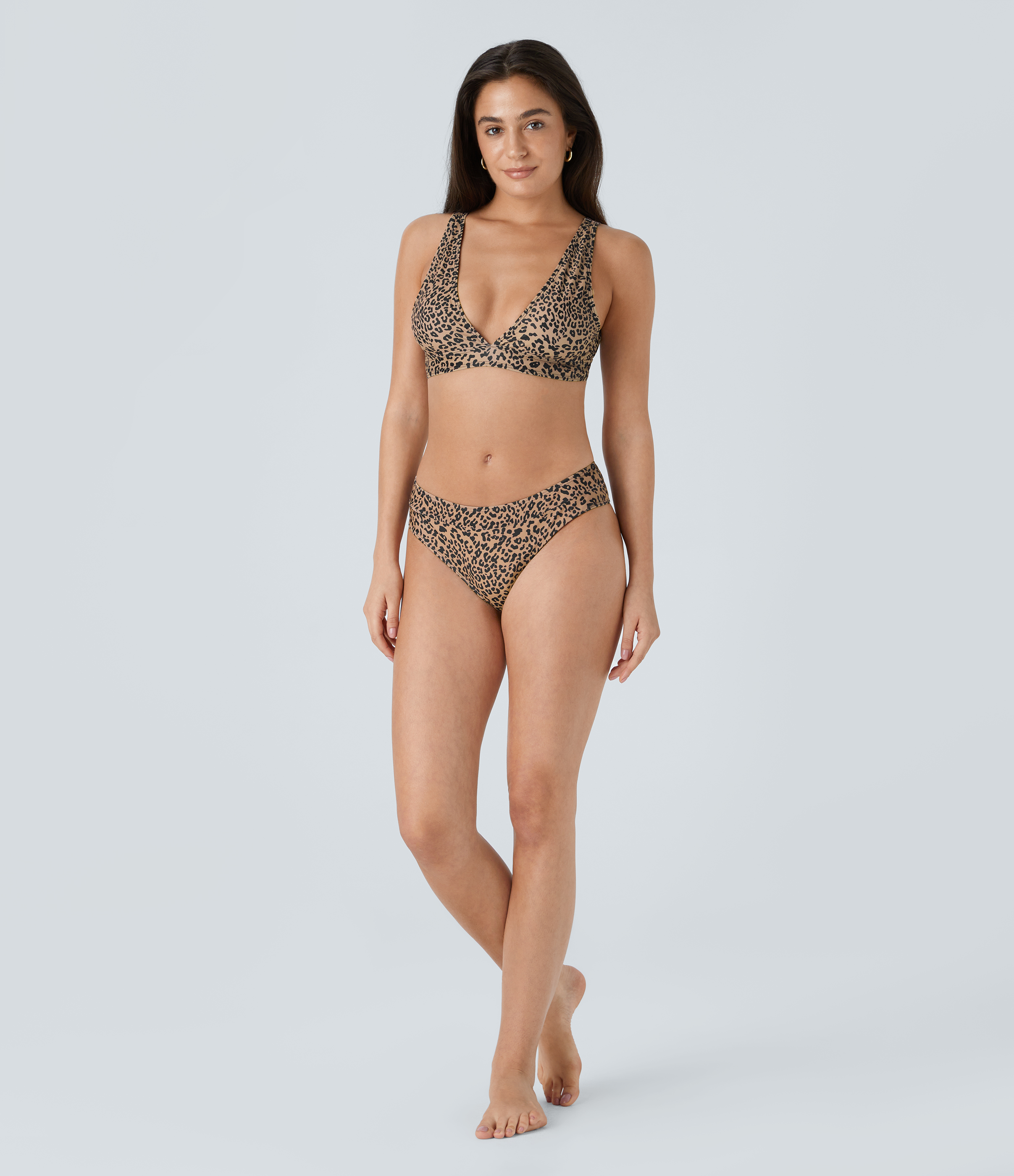 Halara Leopard Print Bikini Top  - Dark Leopard Print - M 