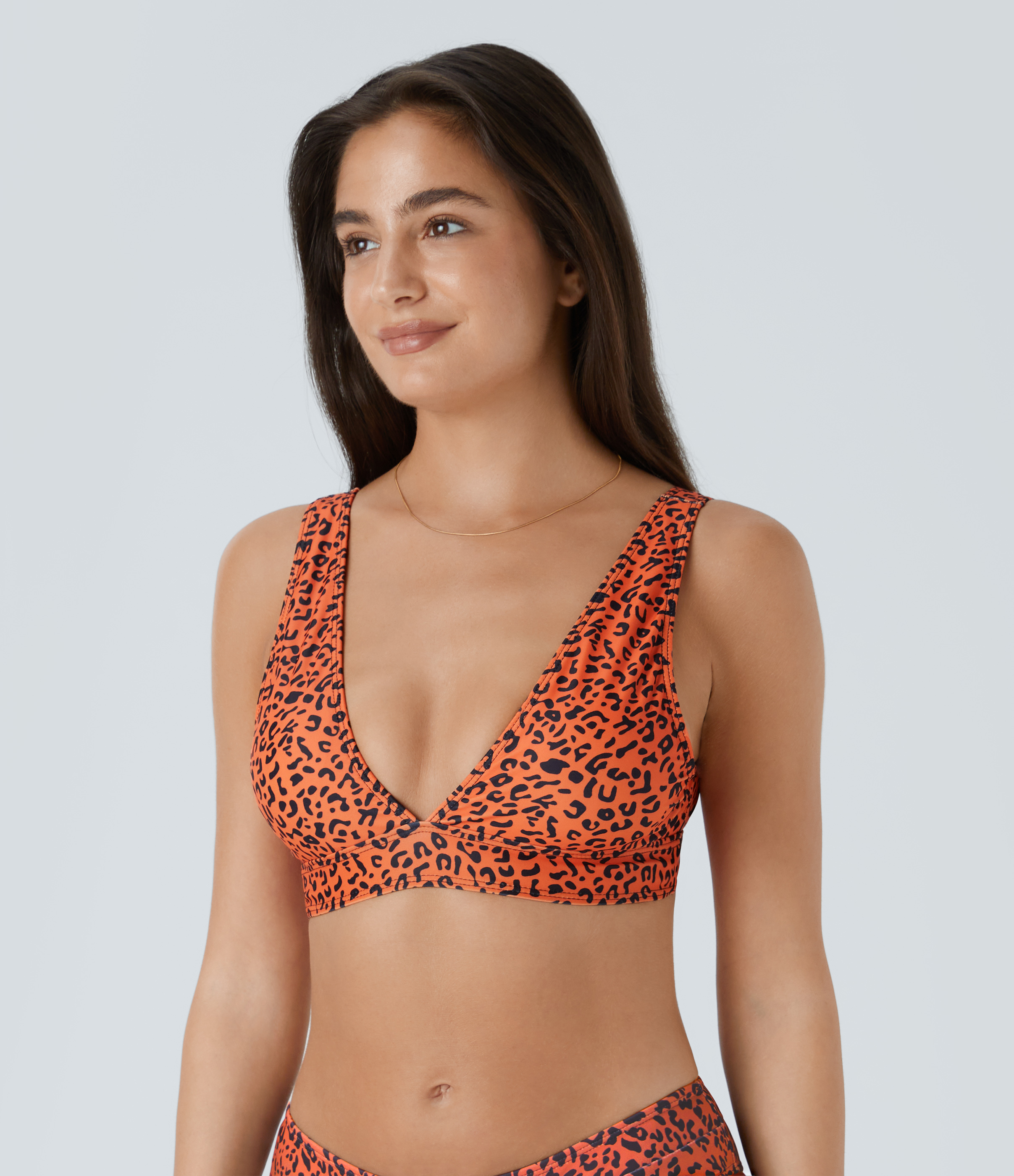 Halara Leopard Print Bikini Top  - Leopard Print Orange - L 