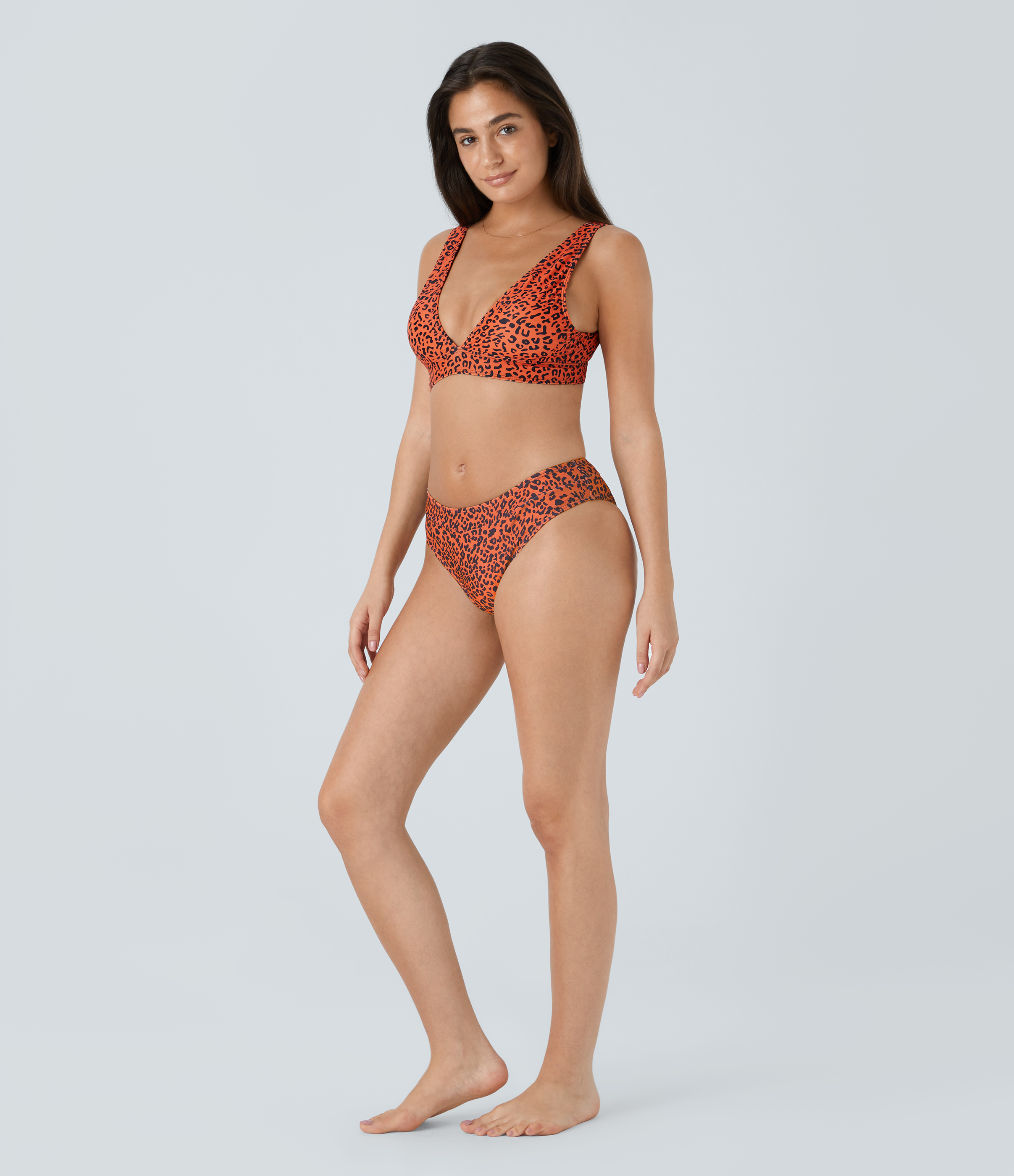 Halara Leopard Print Bikini Top  - Leopard Print Orange - L 