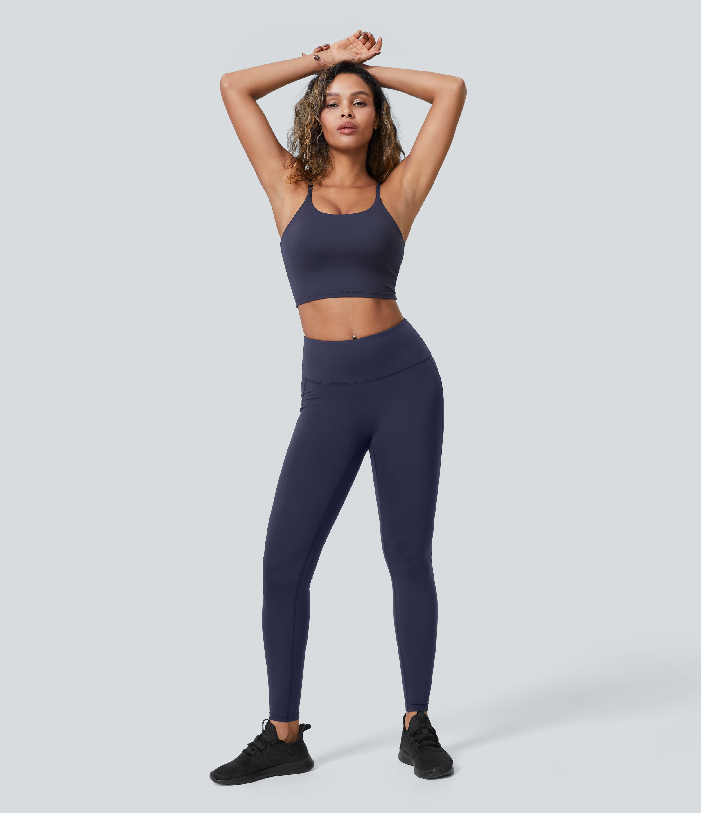 Halara PatitoffВ® 2.0 Pet Hair Resistant Padded Cropped Yoga Cami Tank Top - Mountain Blue - L golf tops halter top tunic tops sleeveless tops 