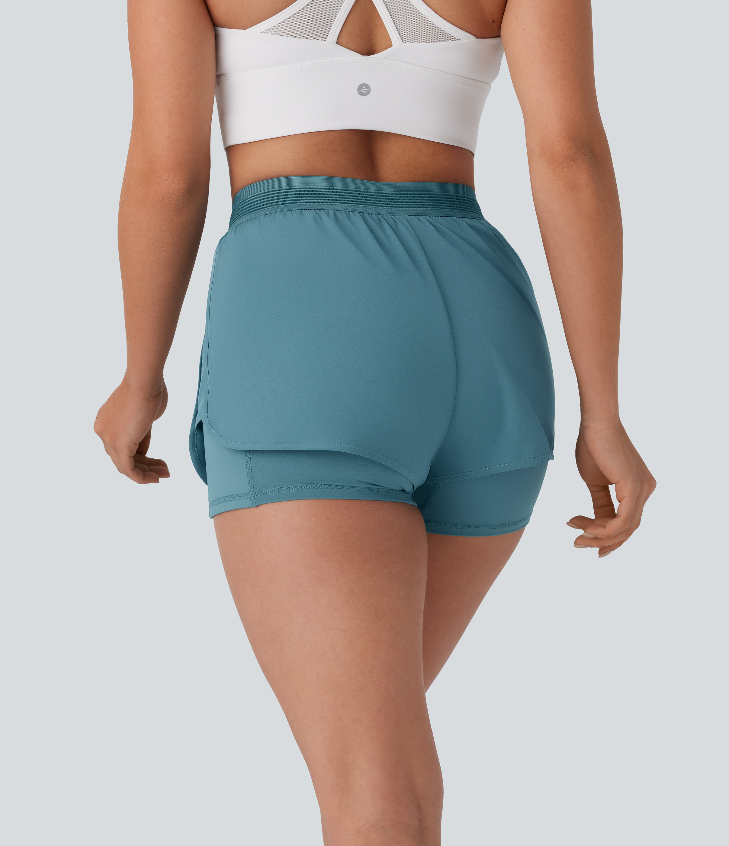 Halara Breezefulв„ў Mid Rise 2-in-1 Side Pockets Quick Dry Running Shorts Gym Short - Mineral Blue - S booty shorts compression shorts 