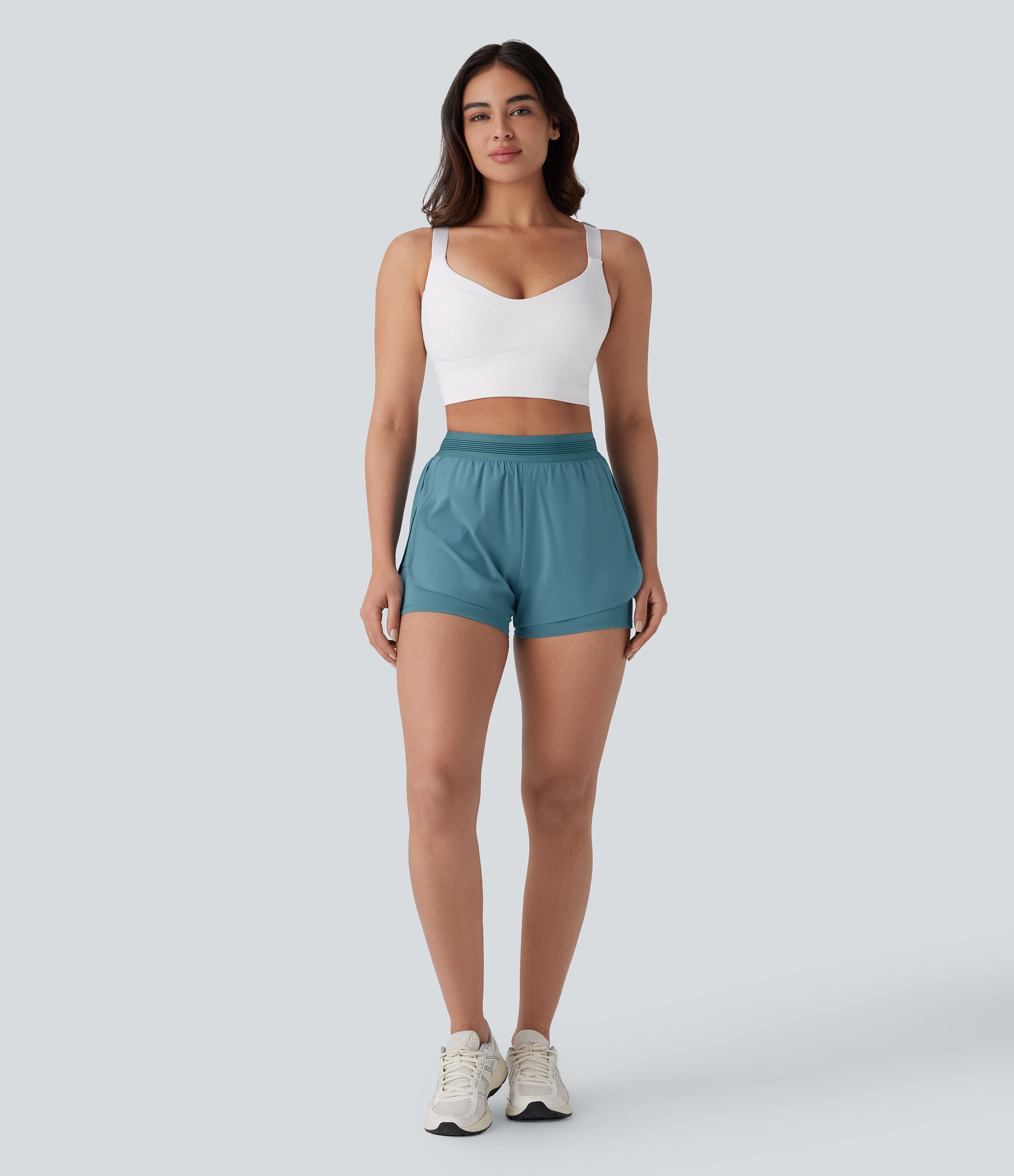 Halara Breezefulв„ў Mid Rise 2-in-1 Side Pockets Quick Dry Running Shorts Gym Short - Mineral Blue - S booty shorts compression shorts 