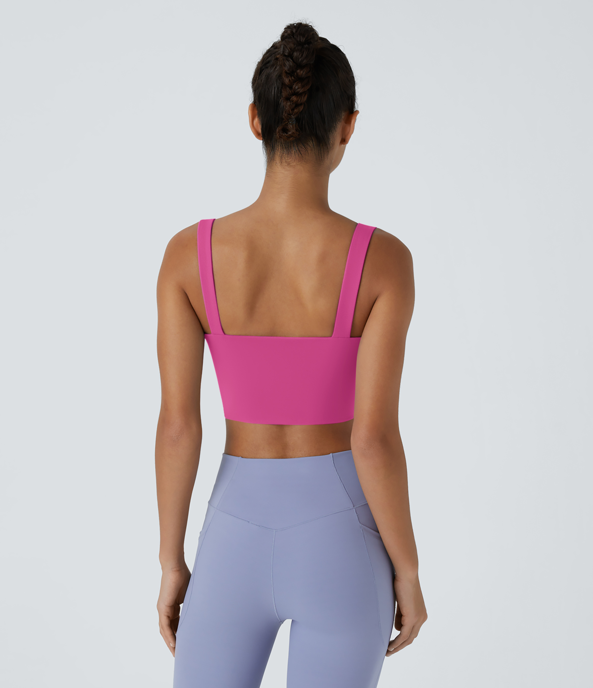 Halara Softlyzeroв„ў Airy Low Support Twisted Cut Out Backless Cool Touch Barre Ballet Dance Sports Bra-UPF50+  - Fuchsia Fedora - S 