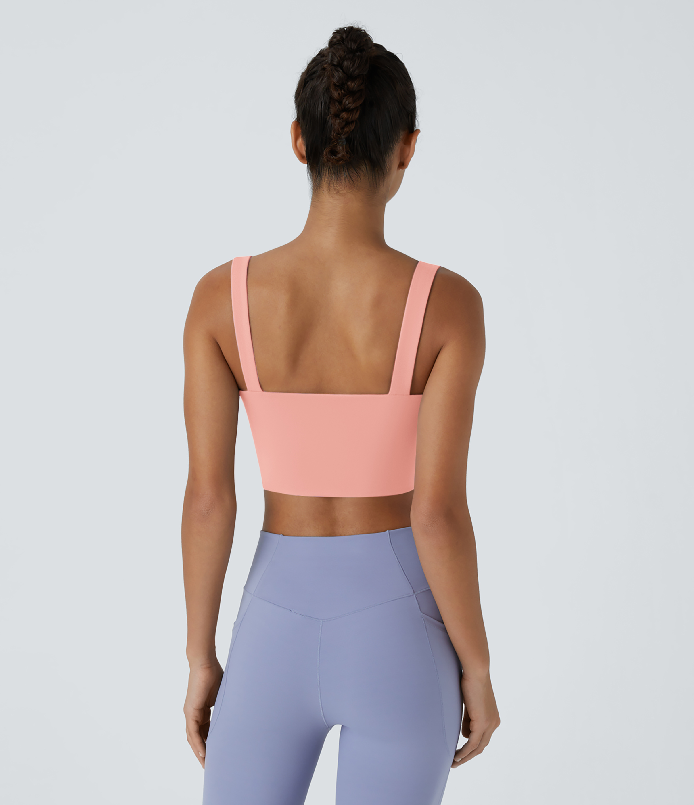 Halara Cloudfulв„ў Air Fabric Low Support Twisted Cut Out Backless Cool Touch Barre Ballet Dance Sports Bra  - Peach Melba - XL push up bra 