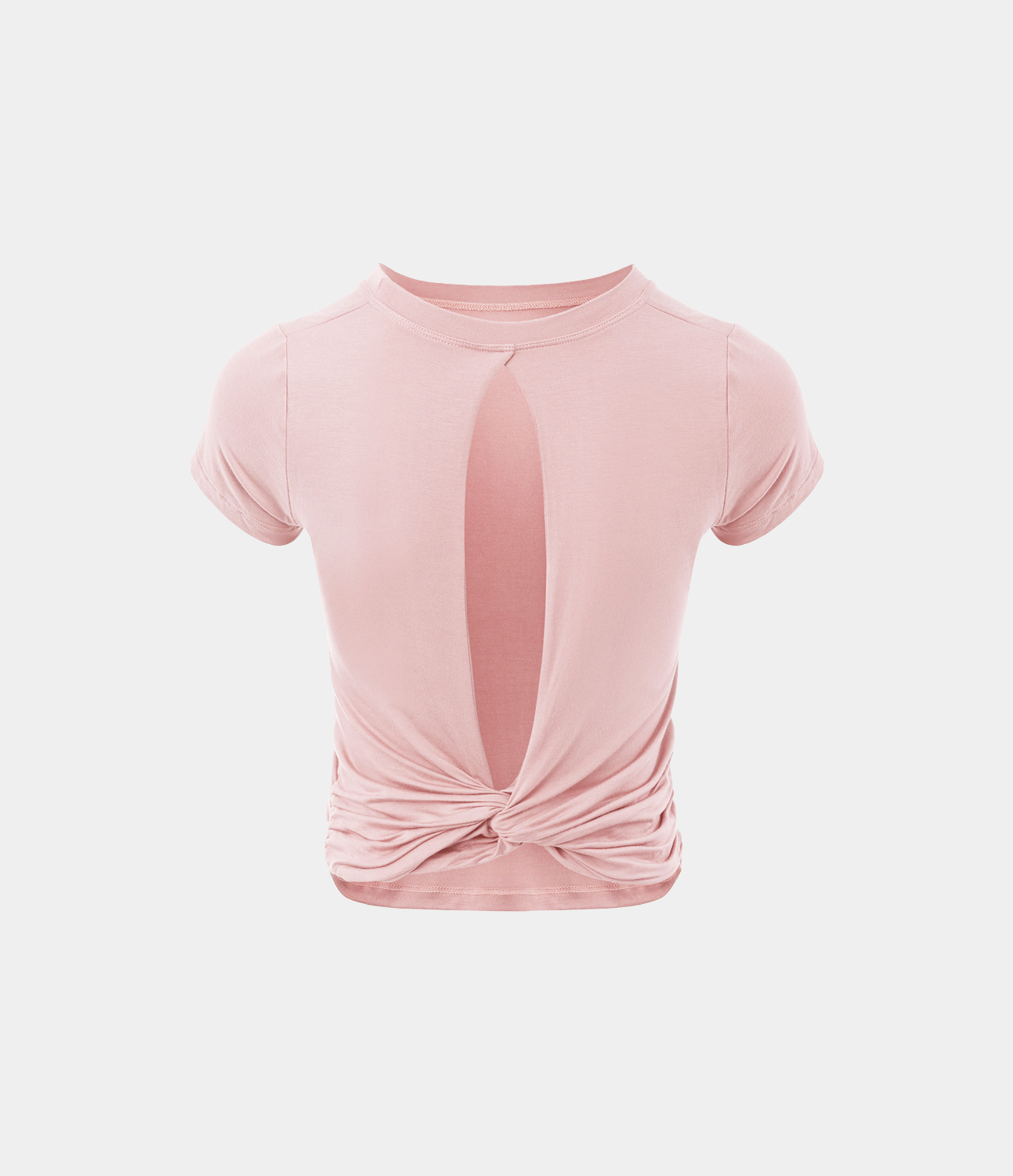 Halara Short Sleeve Cut Out Twisted Sports Top  - Barely Pink - XL 