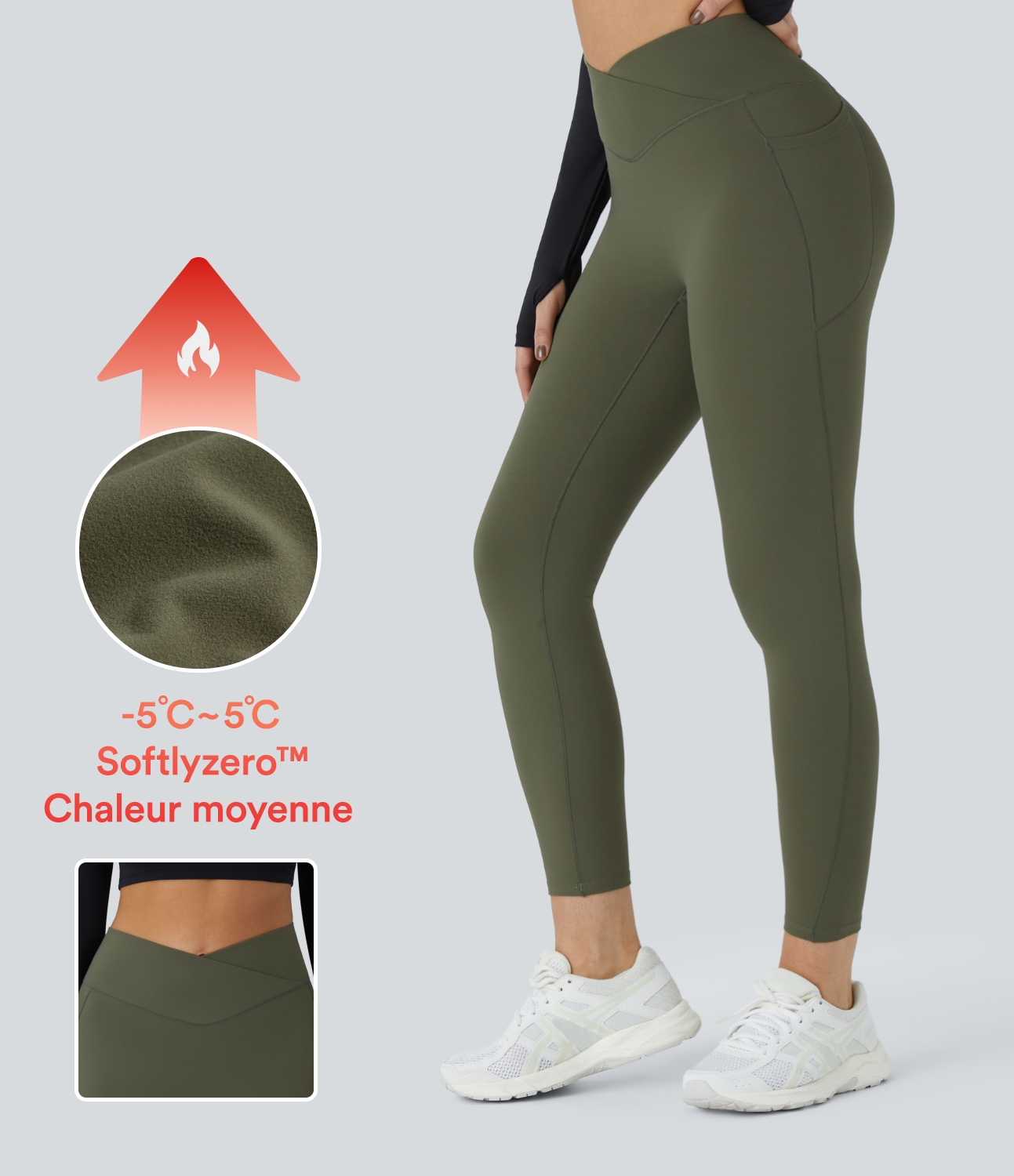 Softlyzero™ Fleece High-Waist Thermal Crossover Yoga Leggings mit Seitentaschen