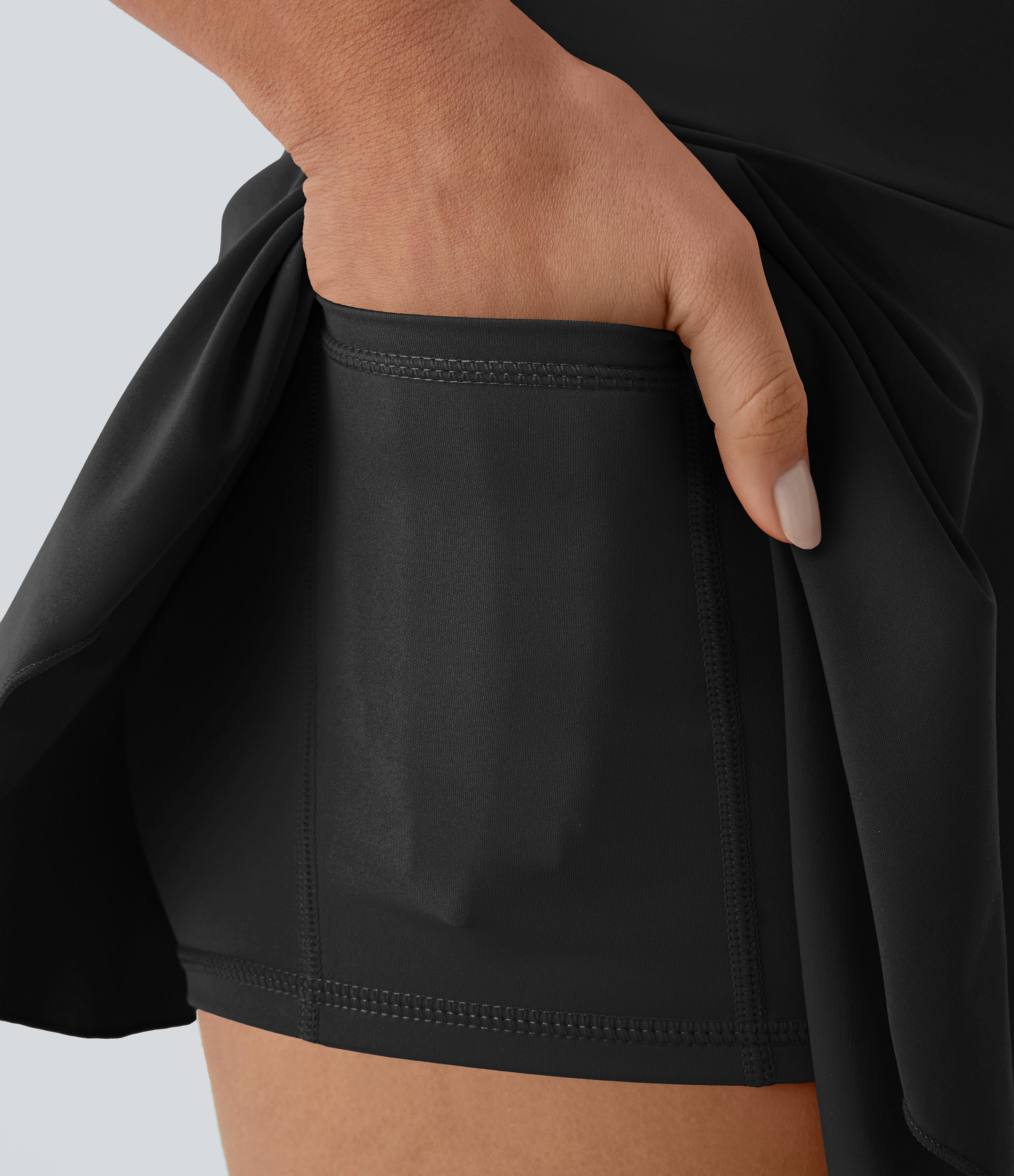 Halara Everyday Cloudfulв„ў Air Fabric 2-in-1 Cool Touch Tennis Skirt-Marvelous  - Black - M midi skirt a line skirt golfing skirt 