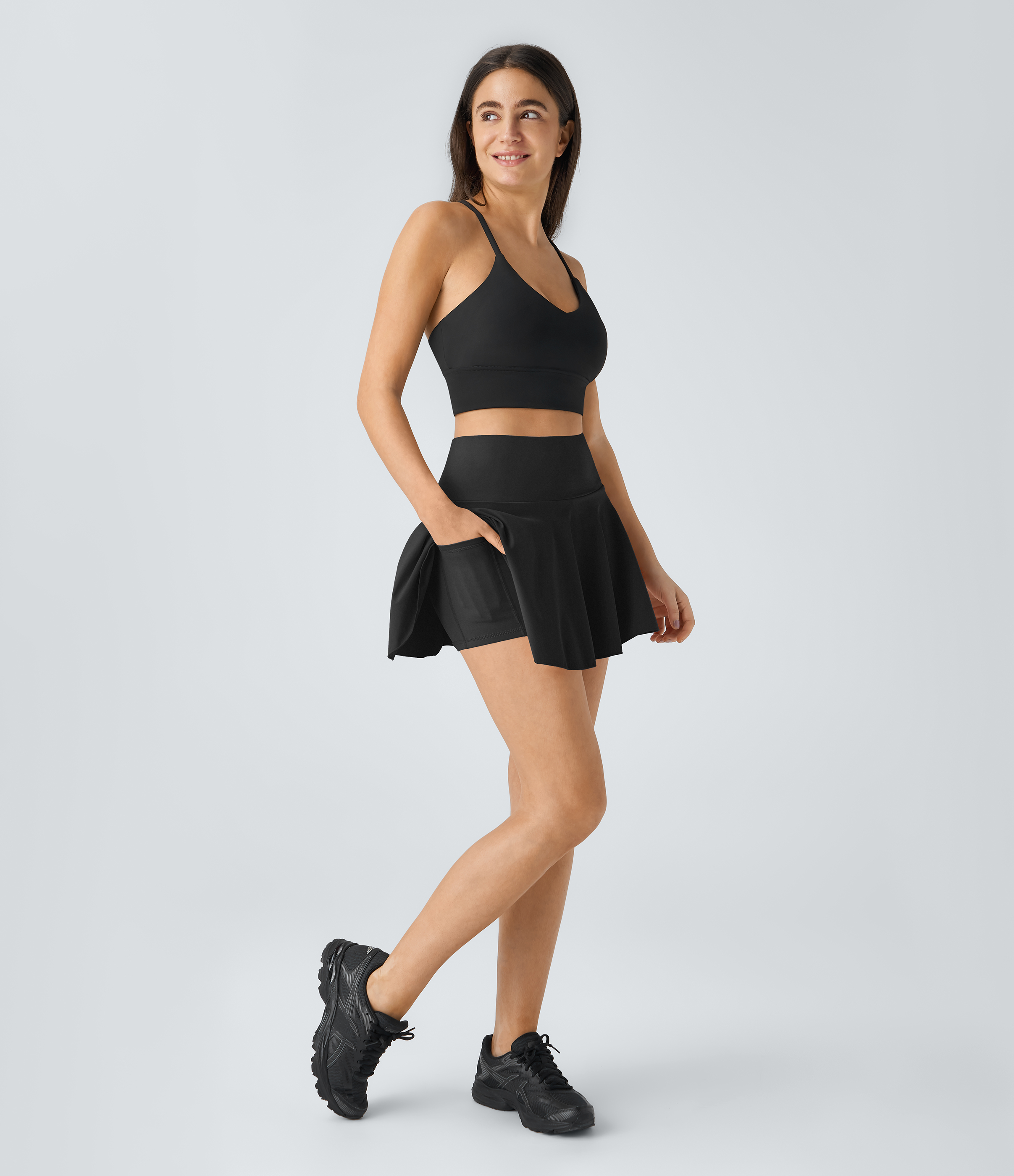 Halara Everyday Cloudfulв„ў Air Fabric 2-in-1 Cool Touch Tennis Skirt-Marvelous  - Black - M midi skirt a line skirt golfing skirt 