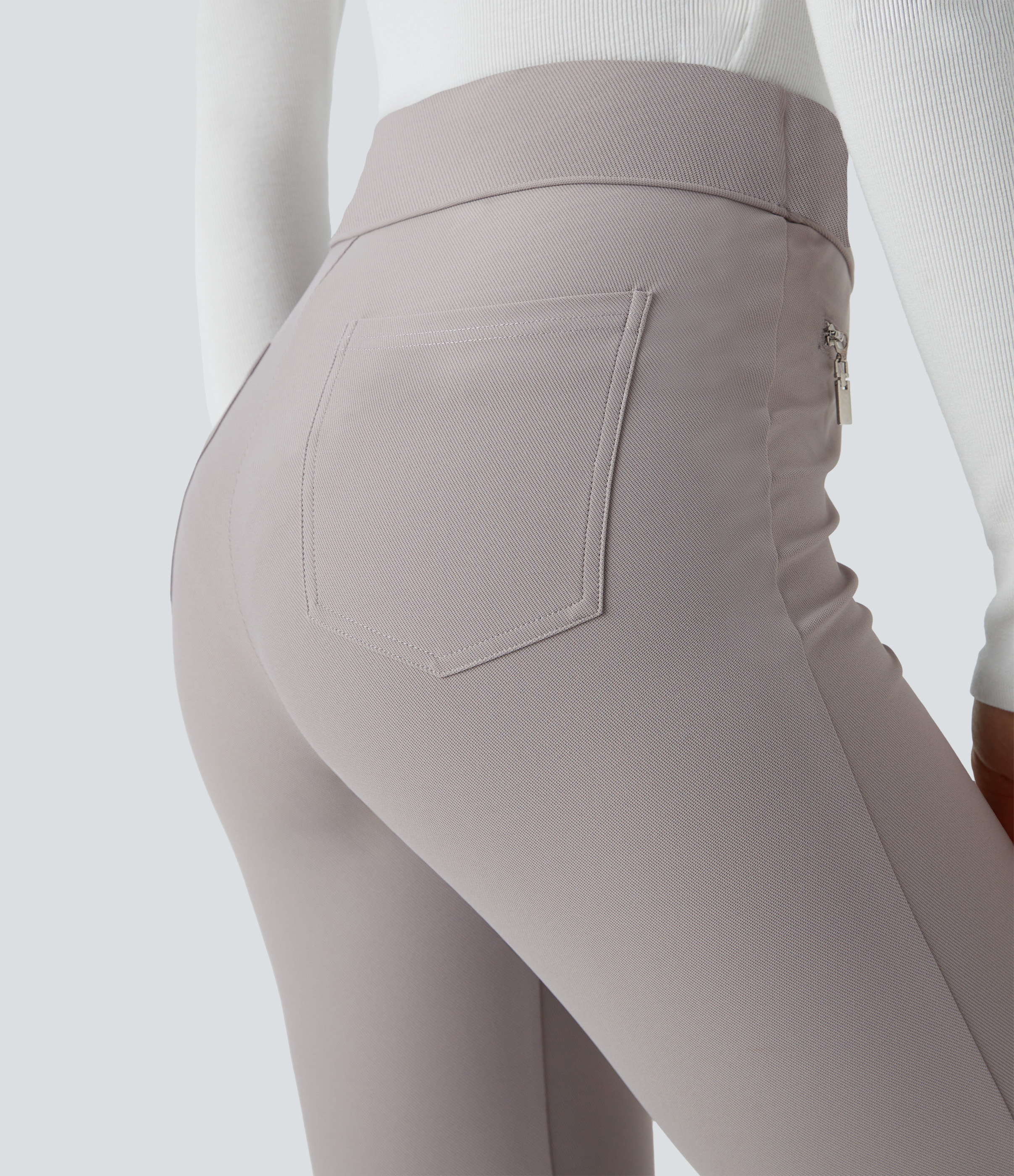 Halara Halara Flexв„ў High Waisted Back Side Pocket Twill Work Pants  - Elephant Skin - L(regular) sweatpants jogger pants stacked sweatpants 