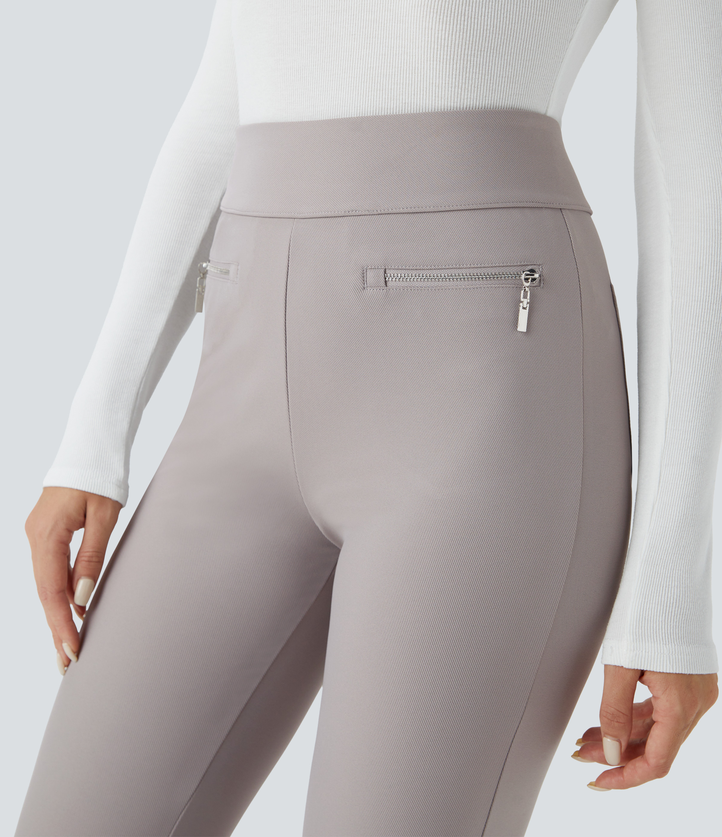 Halara Halara Flexв„ў High Waisted Back Side Pocket Twill Work Pants  - Elephant Skin - L(regular) sweatpants jogger pants stacked sweatpants 