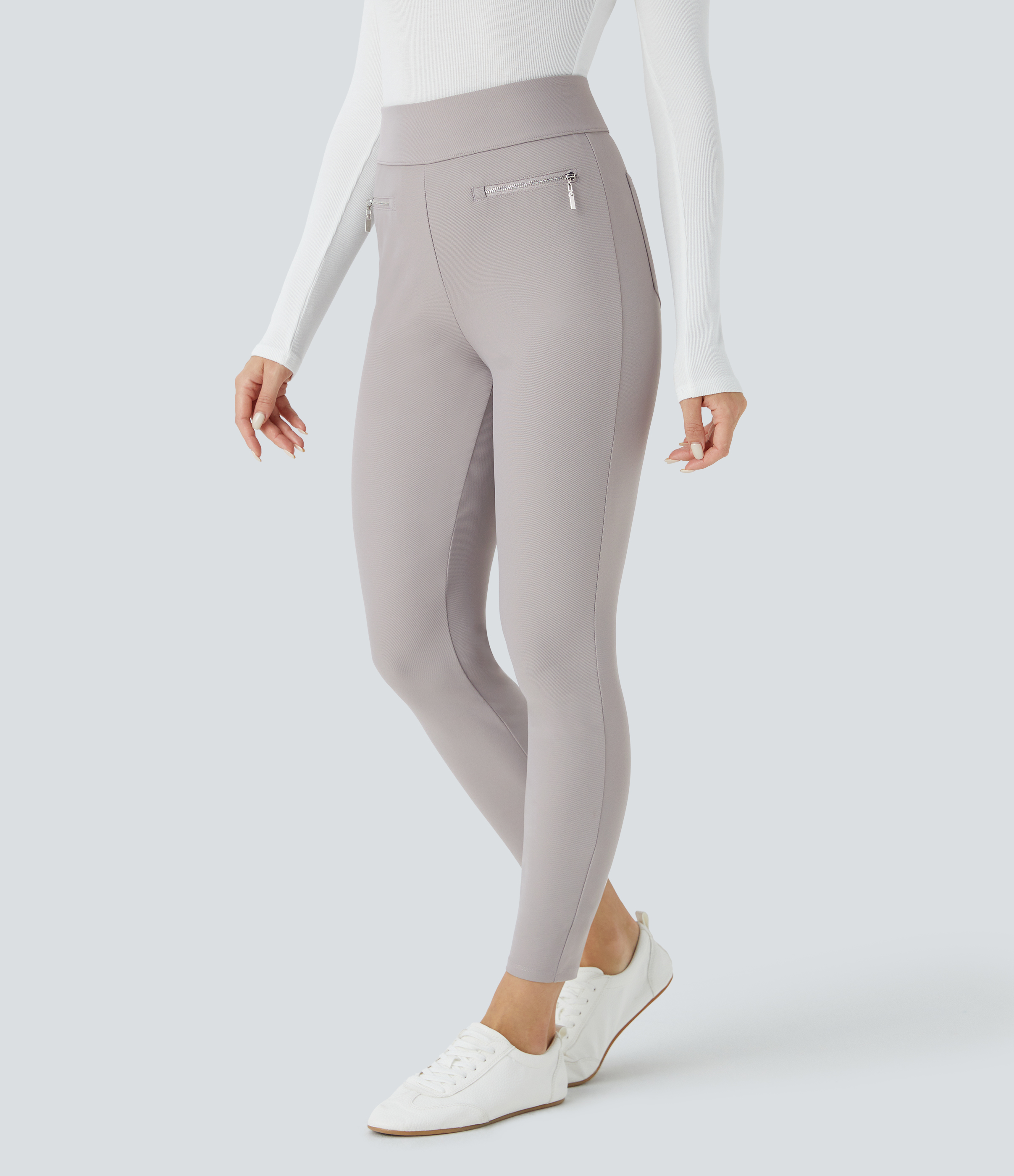 Halara Halara Flexв„ў High Waisted Back Side Pocket Twill Work Pants  - Elephant Skin - L(regular) sweatpants jogger pants stacked sweatpants 