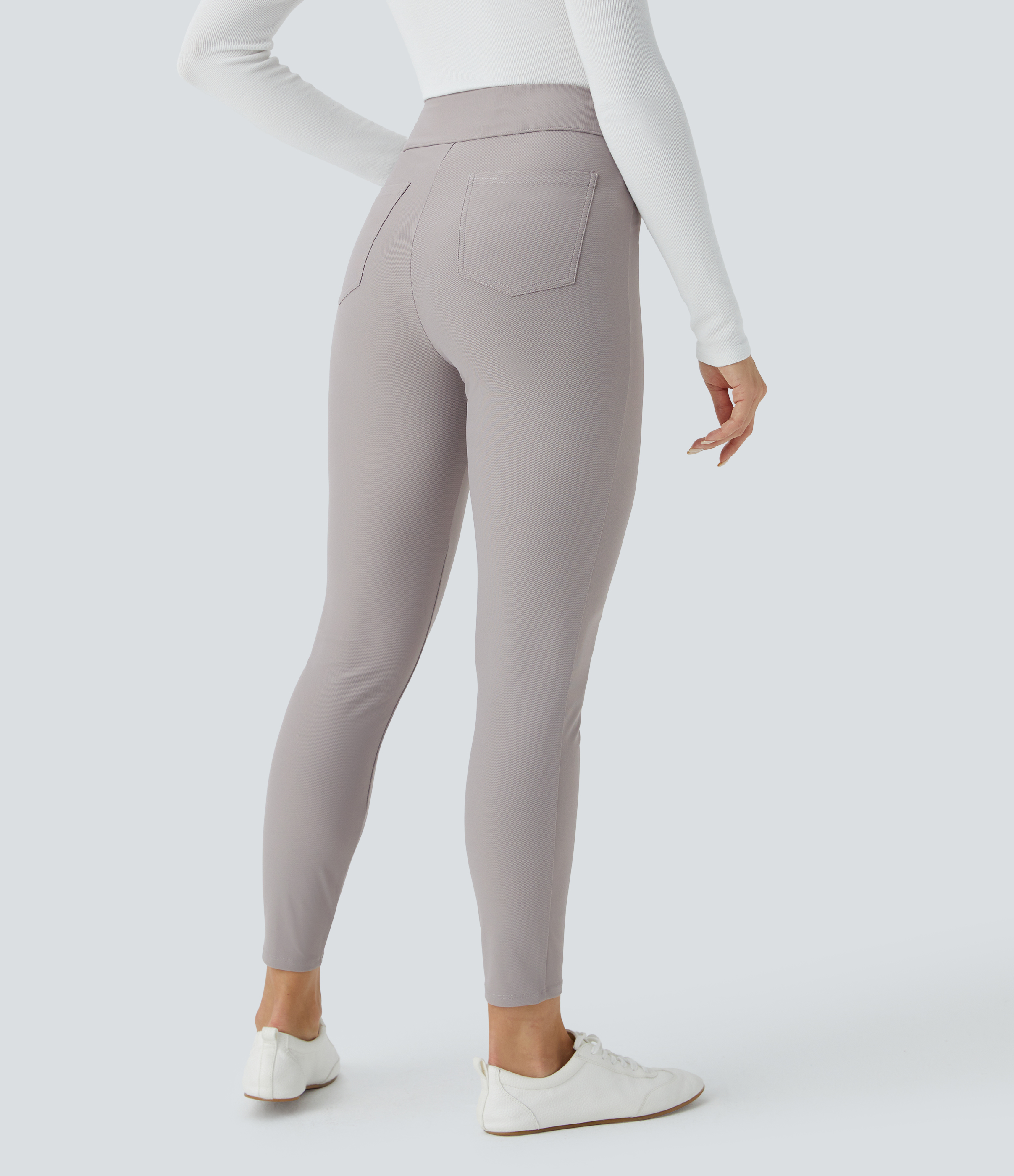 Halara Halara Flexв„ў High Waisted Back Side Pocket Twill Work Pants  - Elephant Skin - L(regular) sweatpants jogger pants stacked sweatpants 