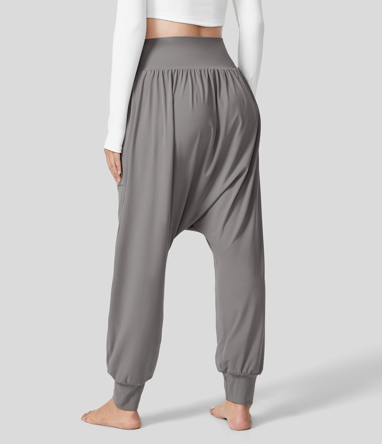 Halara High Waisted Plicated Side Pocket Harem Yoga Joggers  - Steeple Gray - XS(regular) 