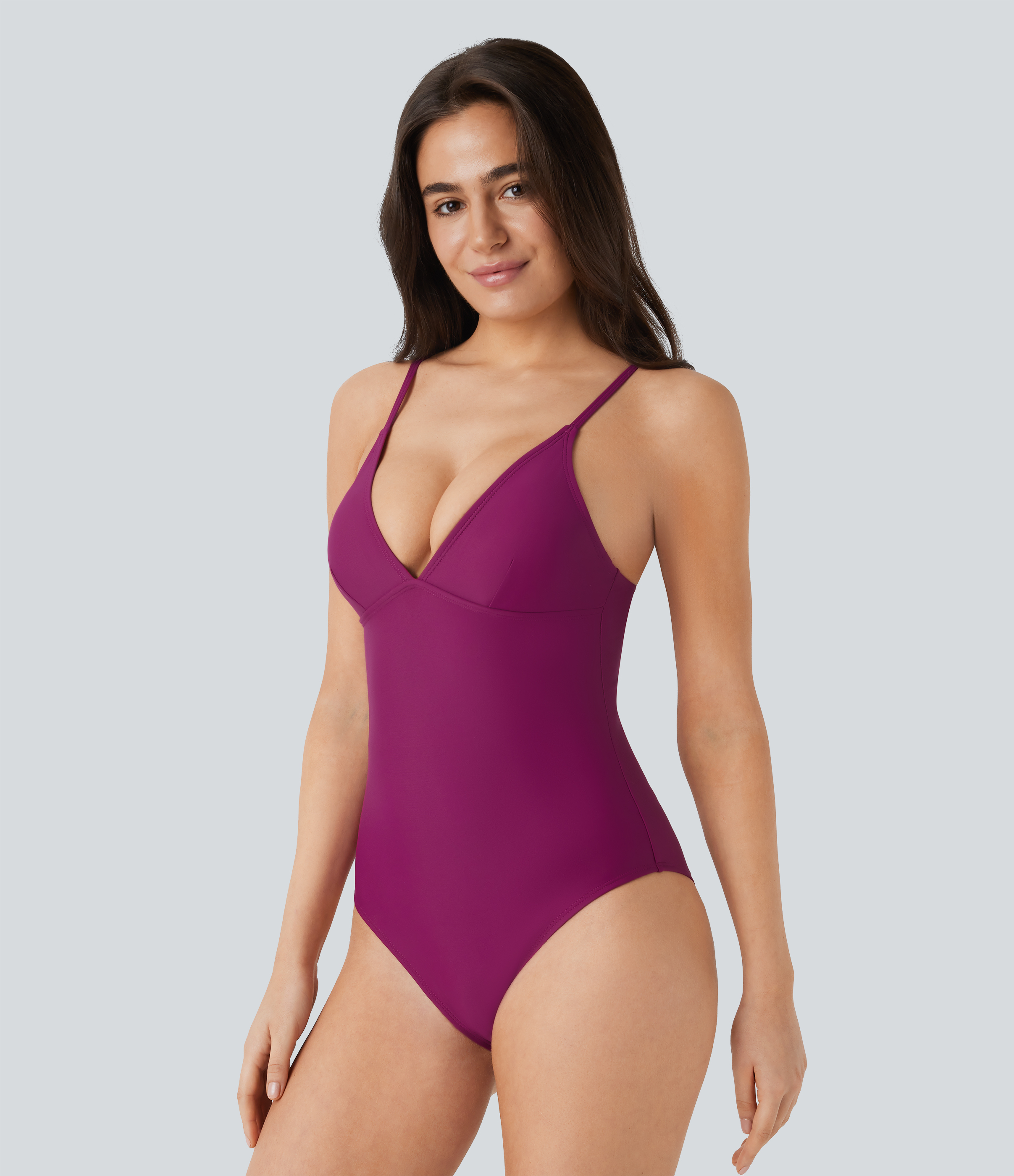 Deep V Neck Tummy Control One Piece Swimsuit
