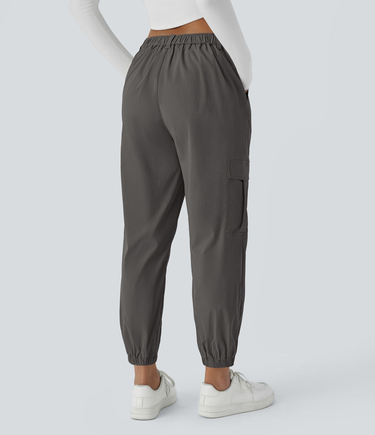 Halara Mid Rise Button Zipper Multiple Pockets Casual Cargo Joggers  - Thunderstorm - S(regular) 