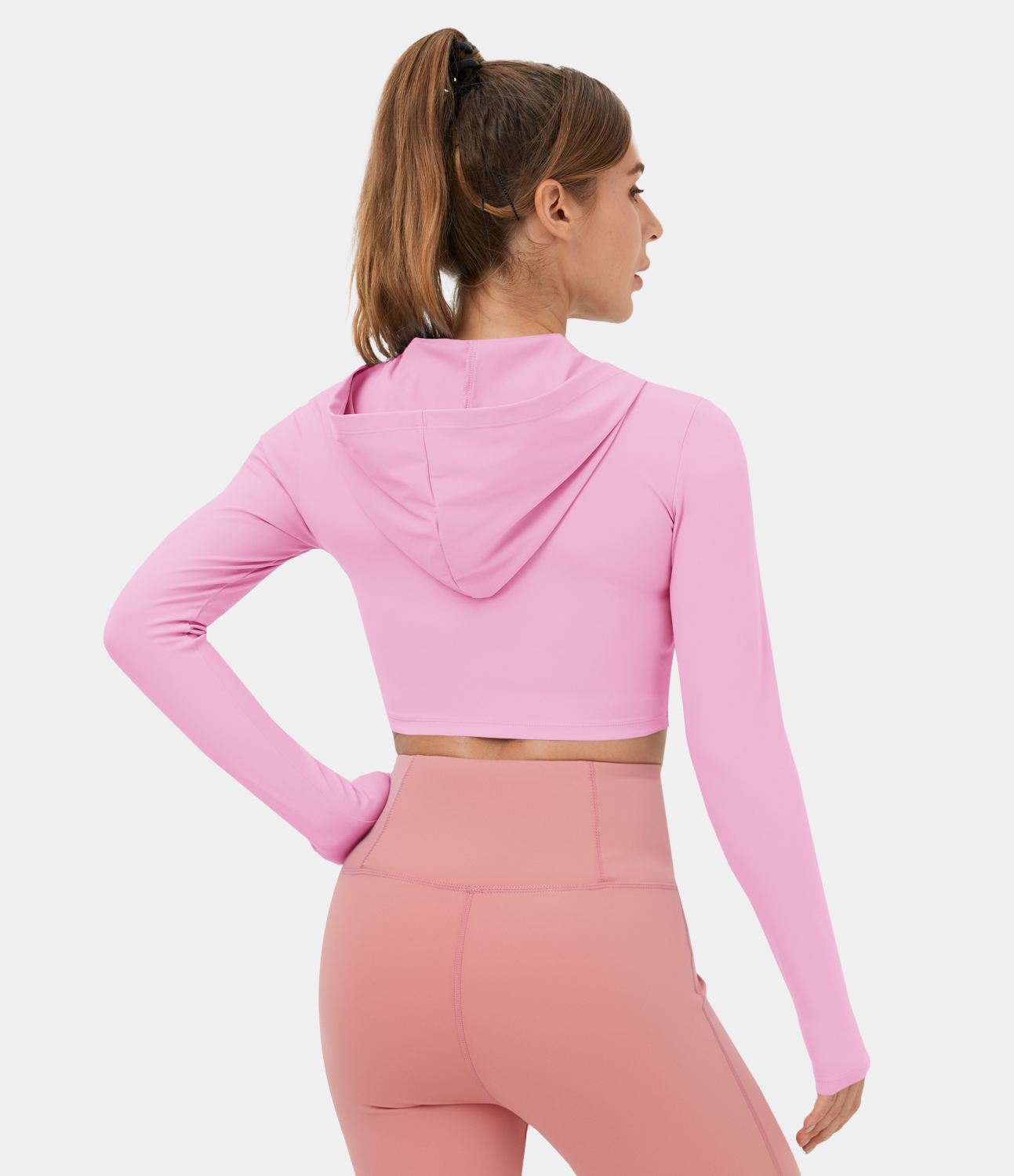 Women's Hooded Full Zip Cropped Yoga Jacket HALARA