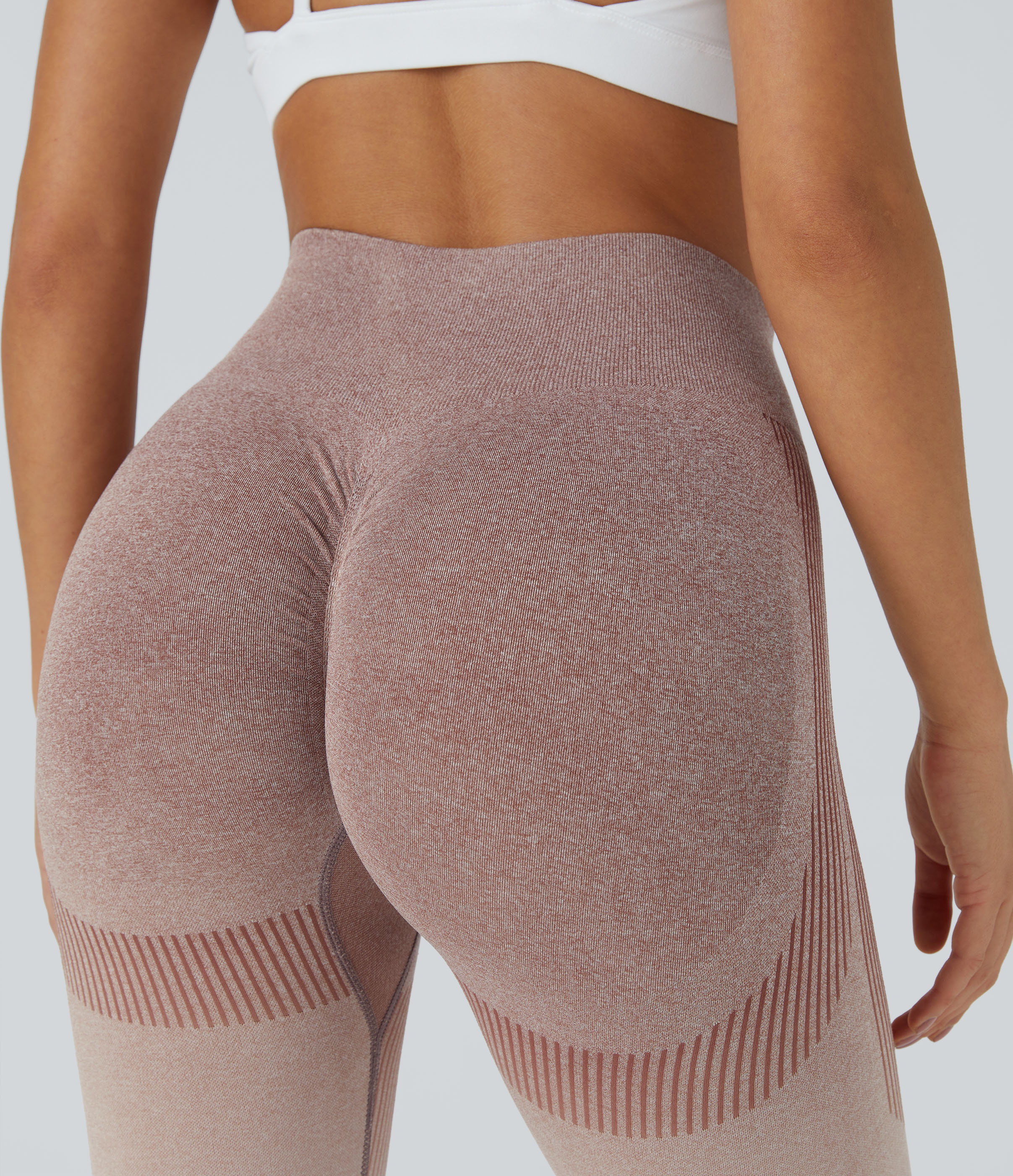 Halara Seamless Flow High Waisted Gradient Yoga Leggings  - Brown White Gradient - L gym leggings leggings with pockets 