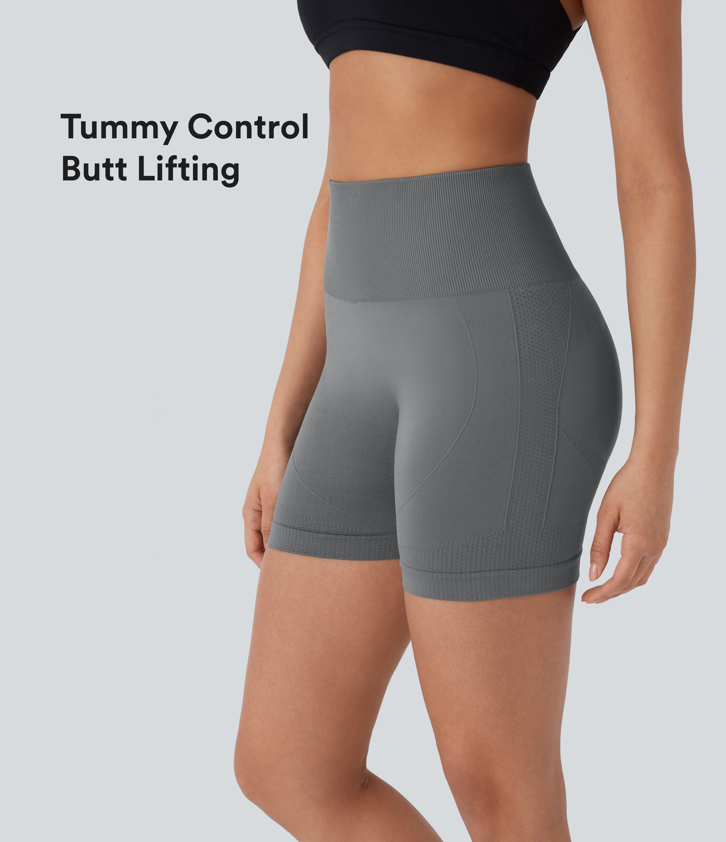 Eiffel Tower Pantalón corto yoga ciclista tiro alto control abdomen realce glúteo 12.5cm / 1