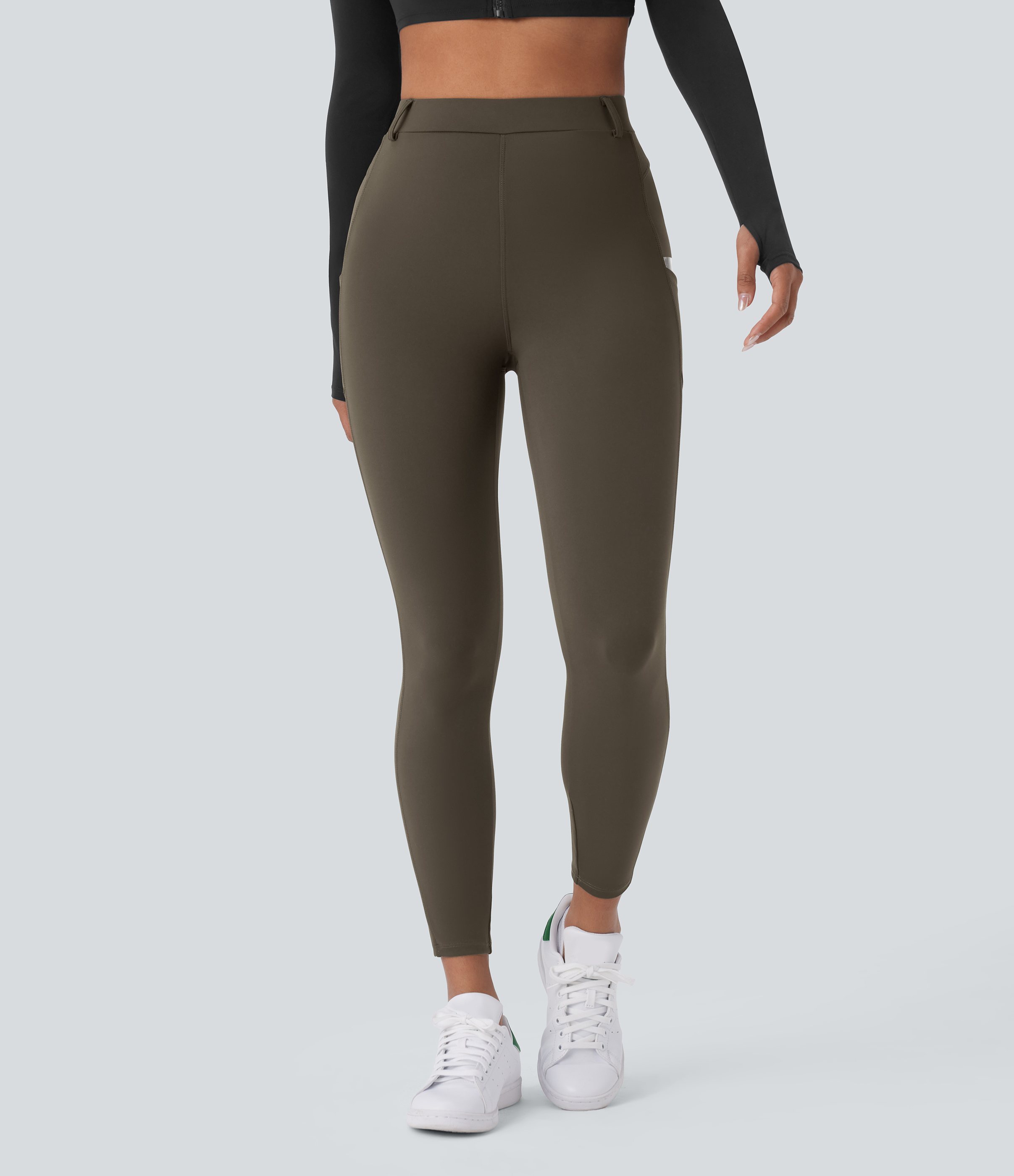 Halara HaloTek Airв„ў High Waisted Side Pocket Lacquer Line Equestrian Horse Riding Leggings  - Forest Night - XL(7/8) gym leggings 