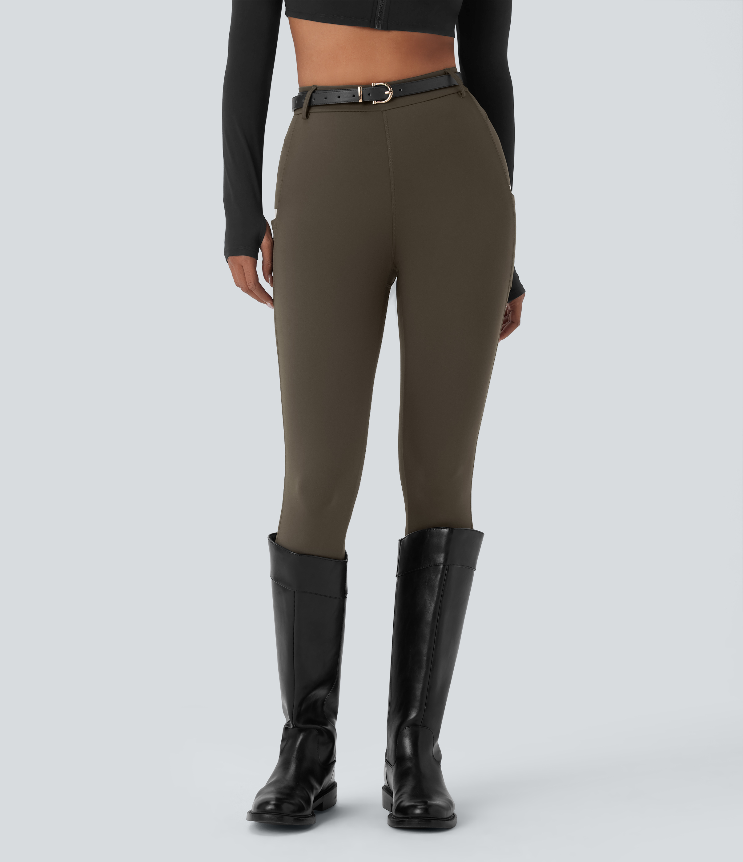 Halara HaloTek Airв„ў High Waisted Side Pocket Lacquer Line Equestrian Horse Riding Leggings  - Forest Night - XL(7/8) gym leggings 