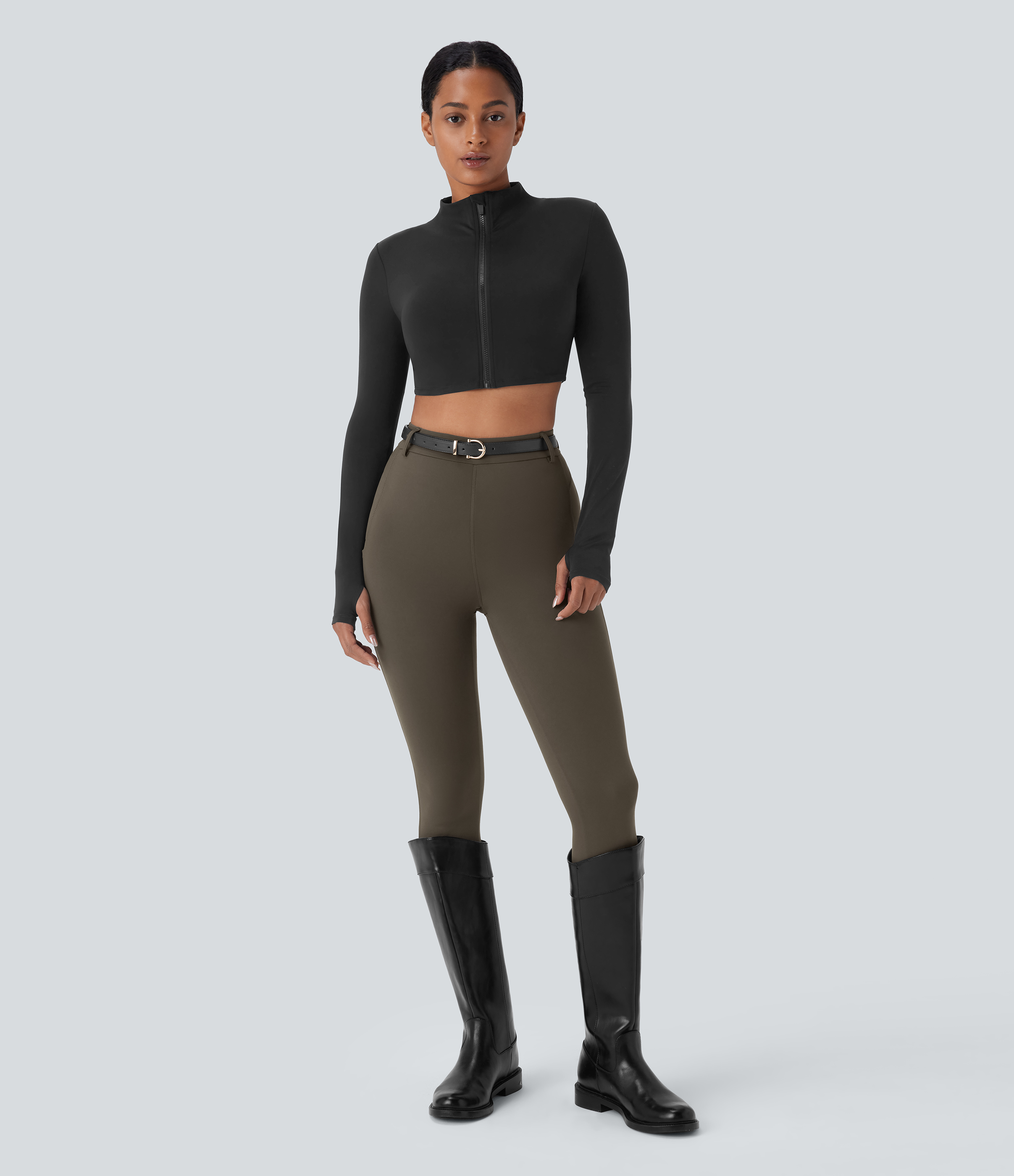 Halara HaloTek Airв„ў High Waisted Side Pocket Lacquer Line Equestrian Horse Riding Leggings  - Forest Night - XL(7/8) gym leggings 