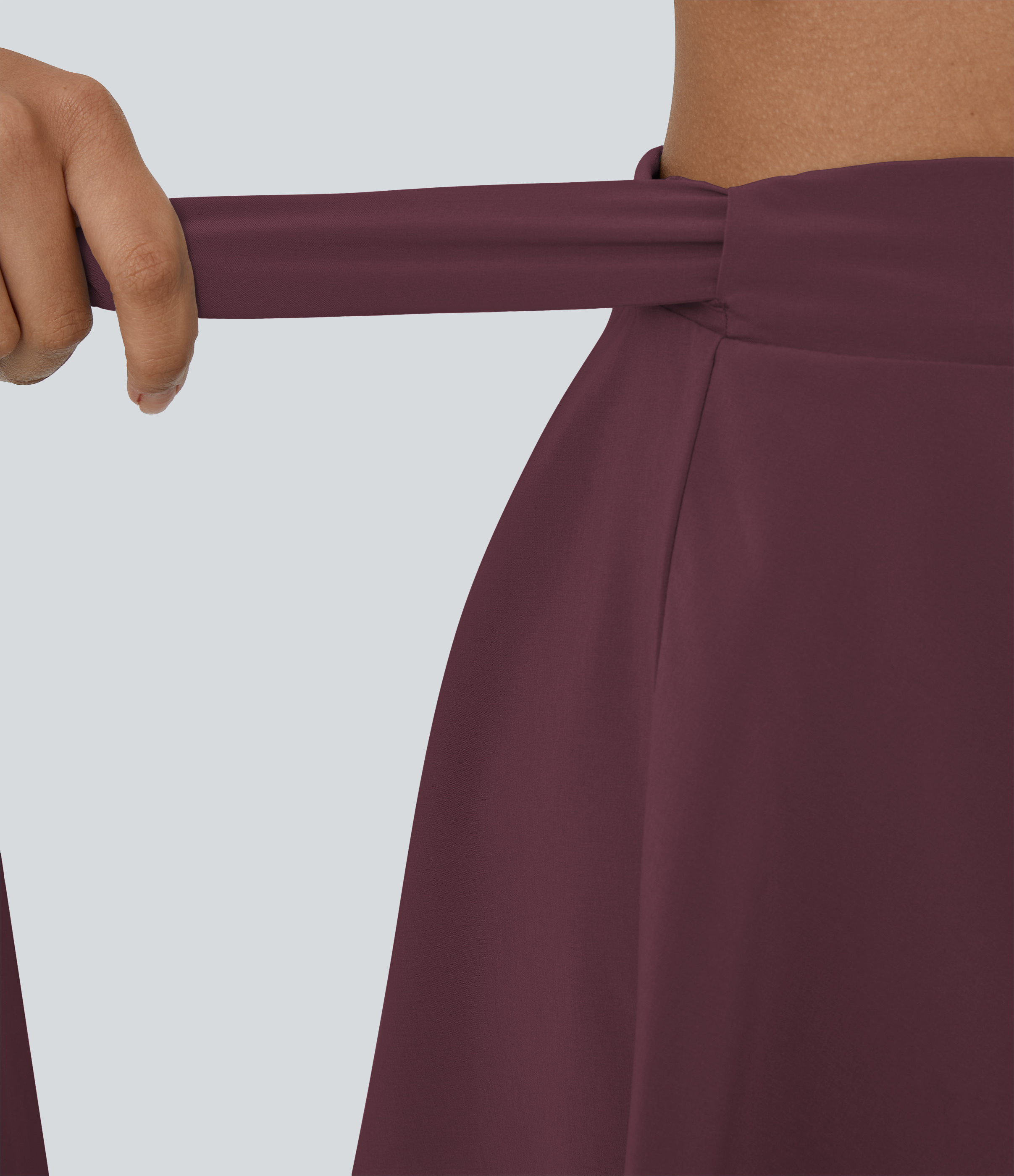 Halara Breezefulв„ў High Waisted Tie Side 2-in-1 Side Pocket Flowy Micro Mini Flare Quick Dry Casual Skirt  - Deep Crimson - S(regular) 