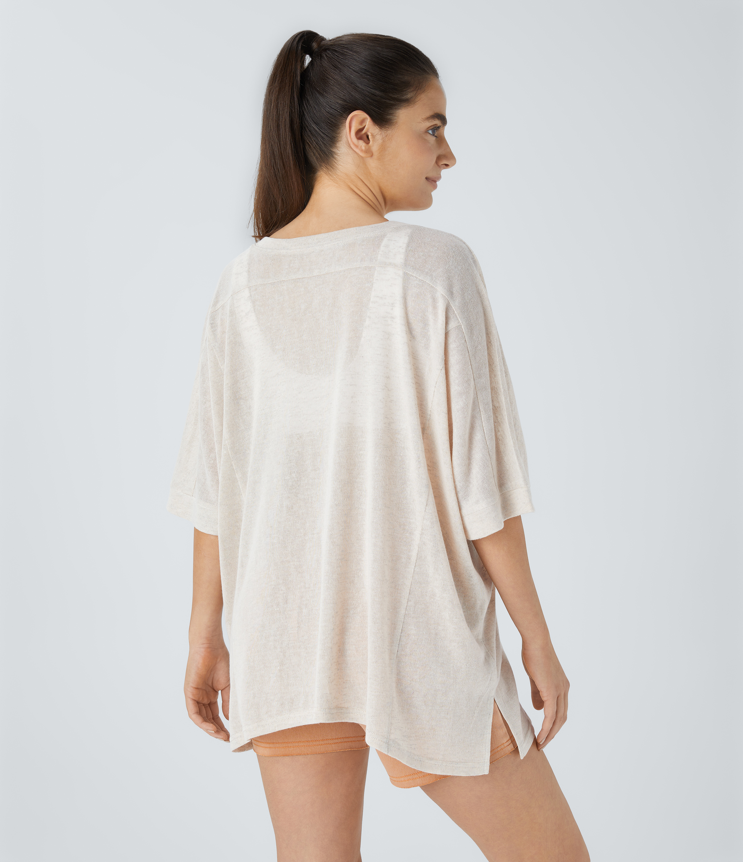 Halara Asymmetric Split Hem Sheer Oversize Casual Top Tank Top - Whisper White - M golf tops halter top tunic tops sleeveless tops 