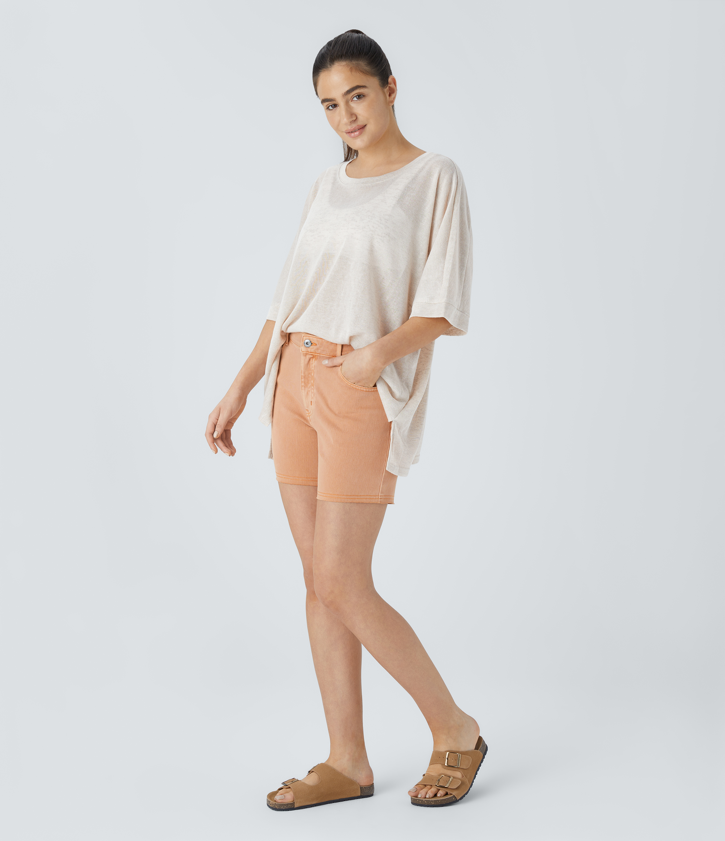 Halara Asymmetric Split Hem Sheer Oversize Casual Top Tank Top - Whisper White - M golf tops halter top tunic tops sleeveless tops 
