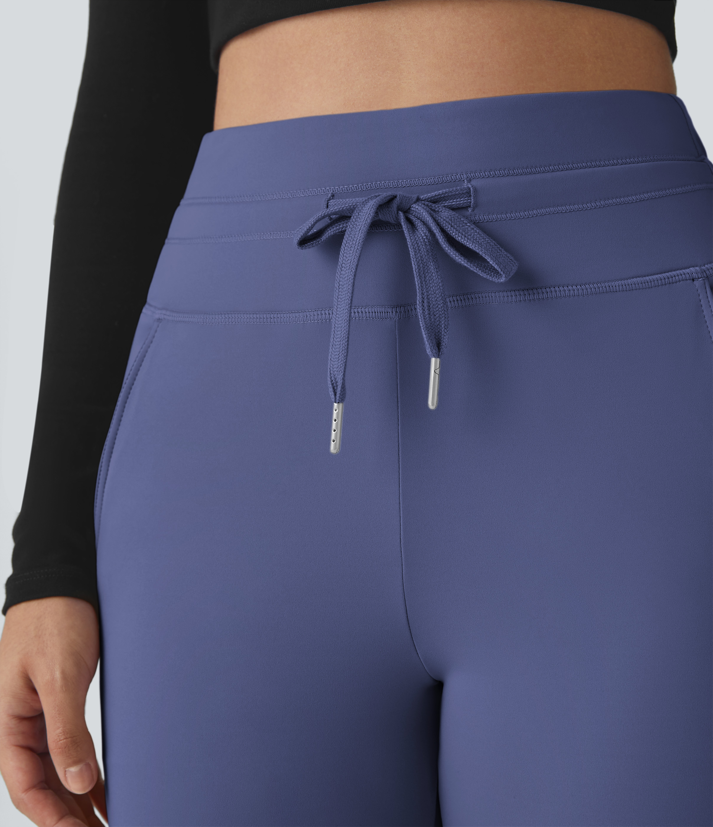 Halara Softlyzeroв„ў Airy High Waisted Drawstring Side Pocket Plain Cool Touch Full Length Joggers-UPF50+  - Dusky Blue - XL(petite) 