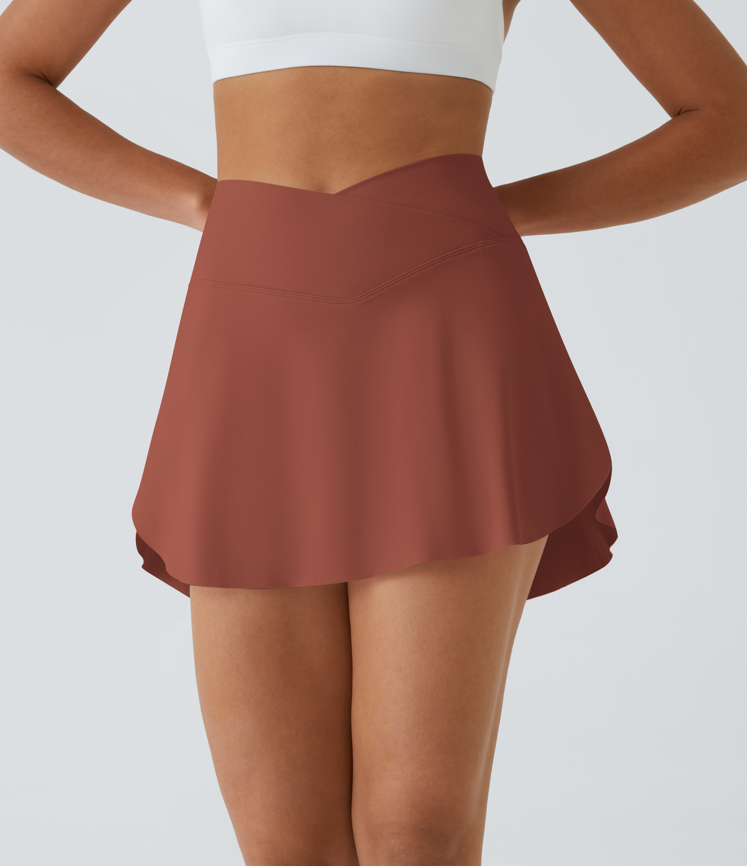 Halara Softlyzeroв„ў Airy Crossover Side Pocket 2-in-1 Cool Touch Tennis Skirt-Lucid-Longer Length  - Sequoia - XS(Long) 