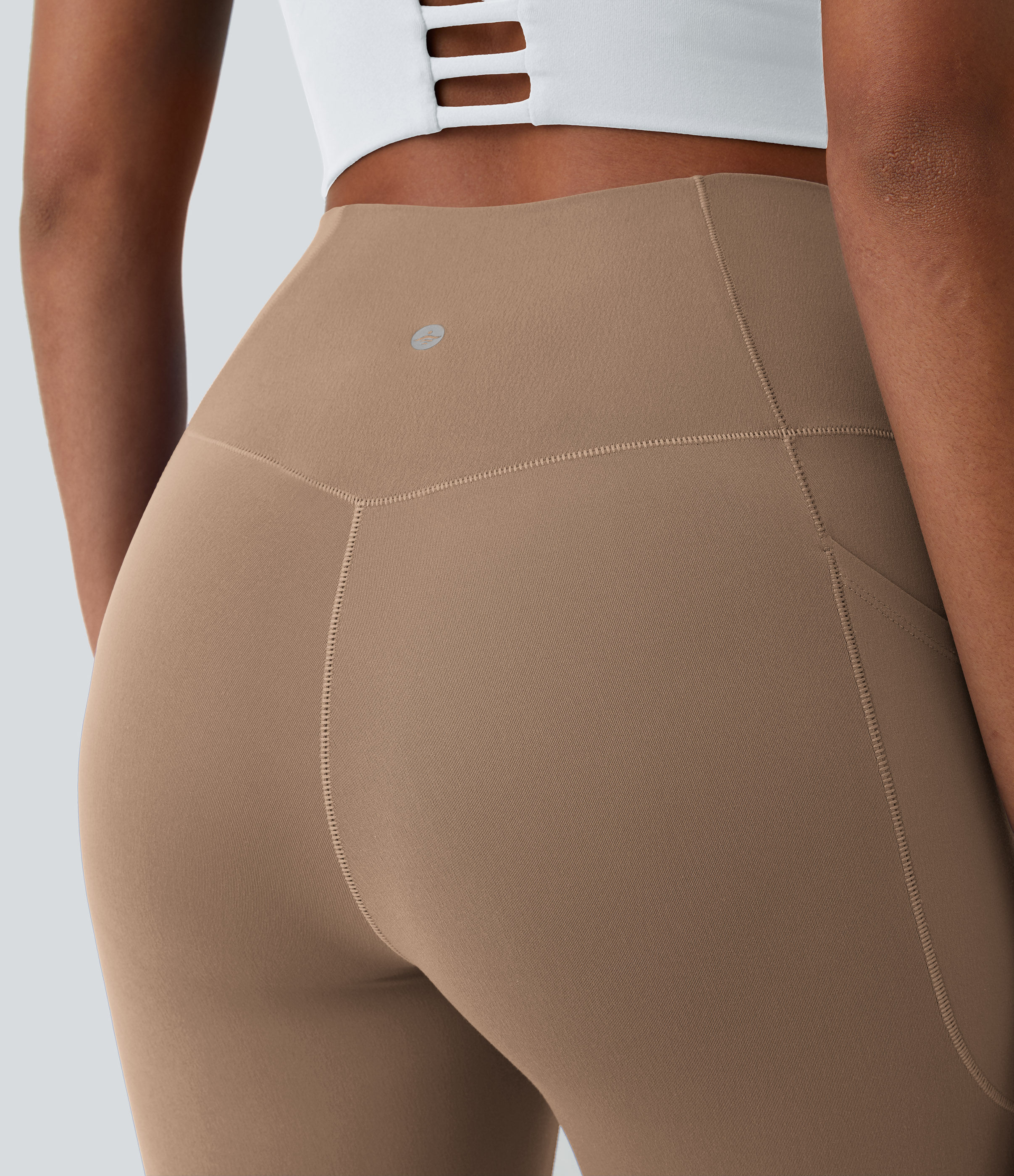 Halara Softlyzeroв„ў Crossover Pocket Plain Leggings-UPF50+  - Burro - L(7/8) gym leggings leggings with pockets leggings with butt lift 