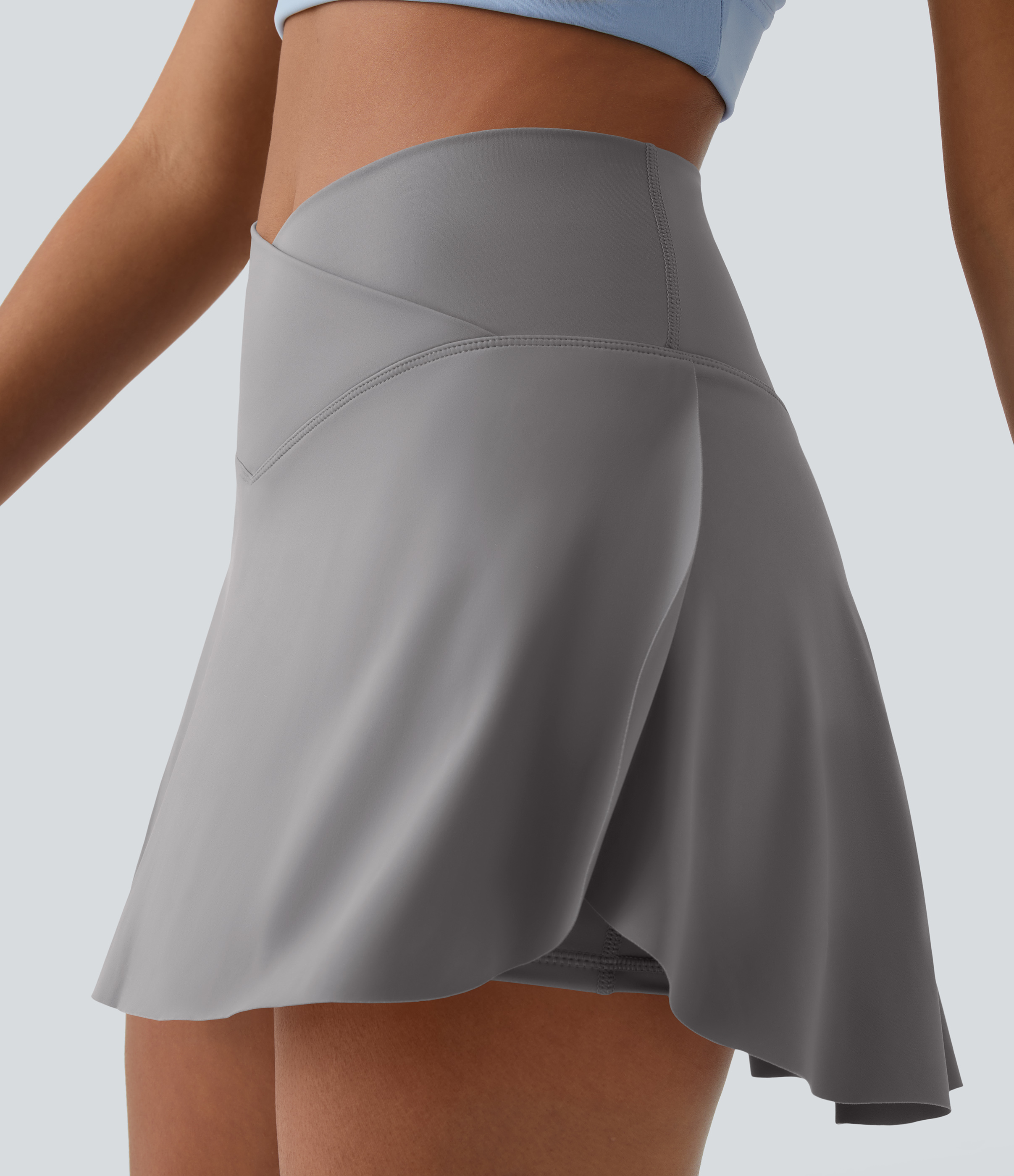 Halara Everyday Cloudfulв„ў Air Crossover 2-in-1 Side Pocket Tennis Skirt-Lucid  - Steel Gray - XL midi skirt a line skirt golfing skirt 