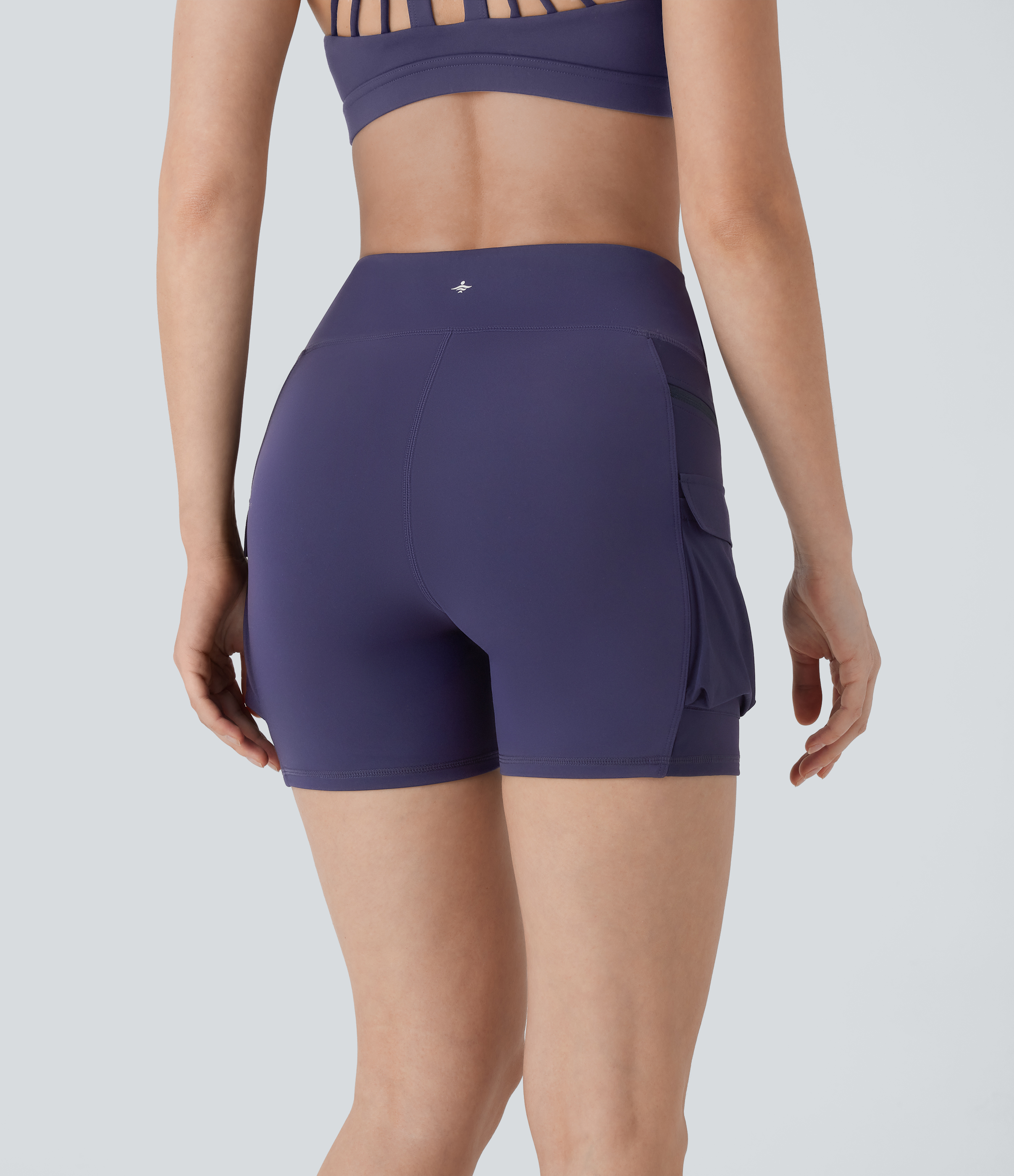 Halara Breezefulв„ў High Waisted Multiple Pockets Quick Dry Hiking Biker Shorts 5``  - Peacoat - XS biker shorts women black biker shorts 