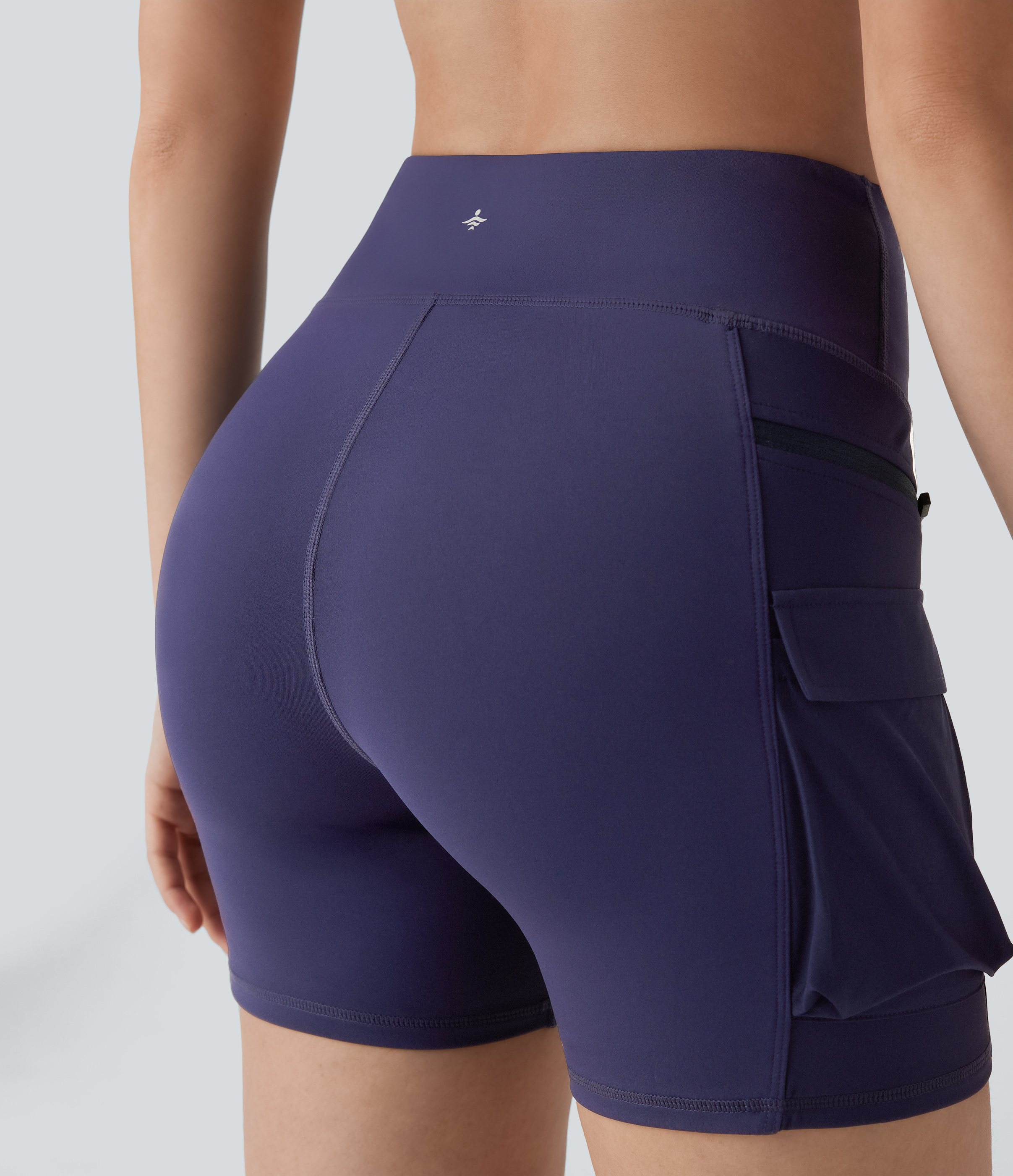 Halara Breezefulв„ў High Waisted Multiple Pockets Quick Dry Hiking Biker Shorts 5``  - Peacoat - XS biker shorts women black biker shorts 