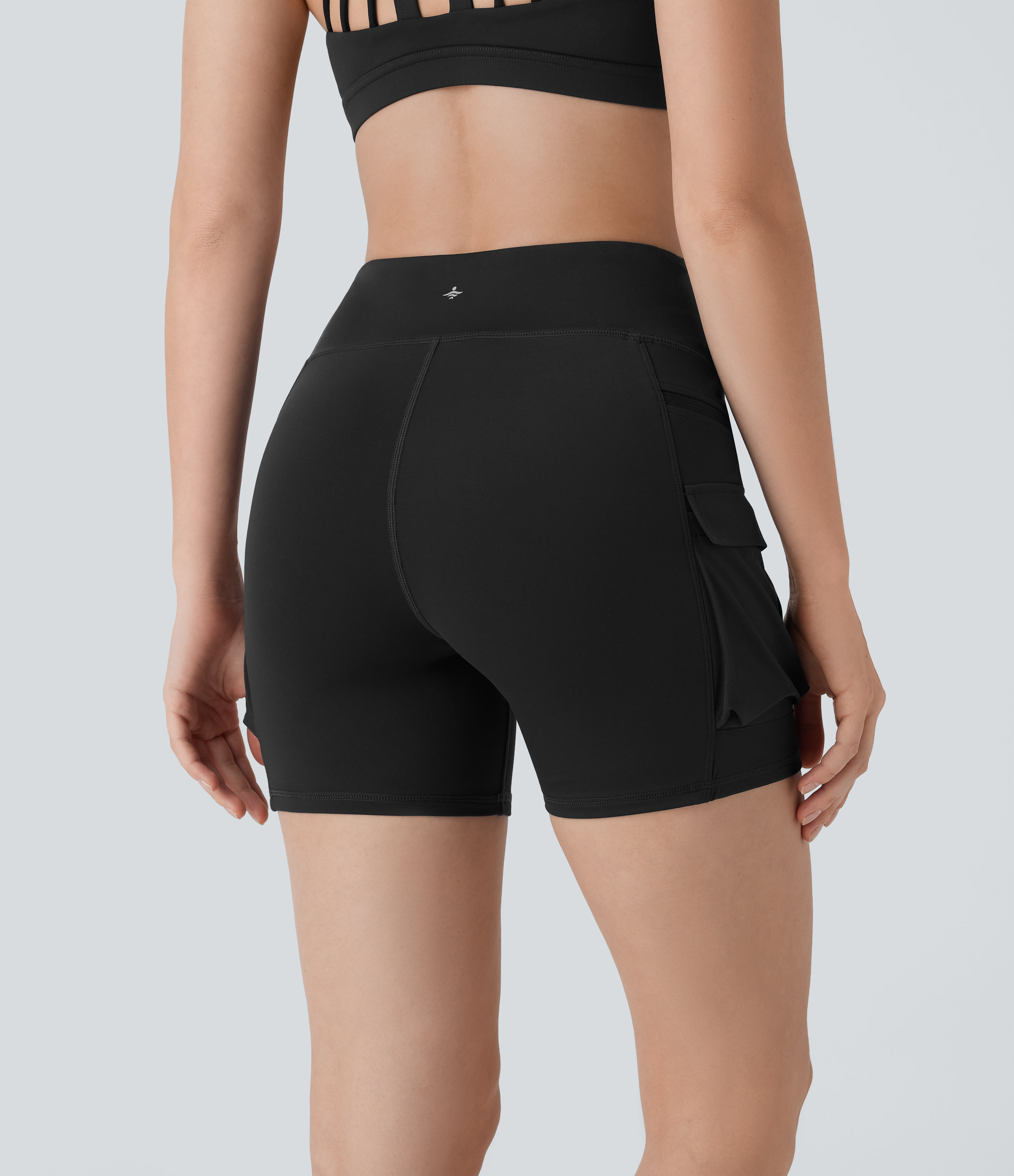 Halara Breezefulв„ў High Waisted Multiple Pockets Quick Dry Hiking Biker Shorts 5``  - Black - L biker shorts women black biker shorts 