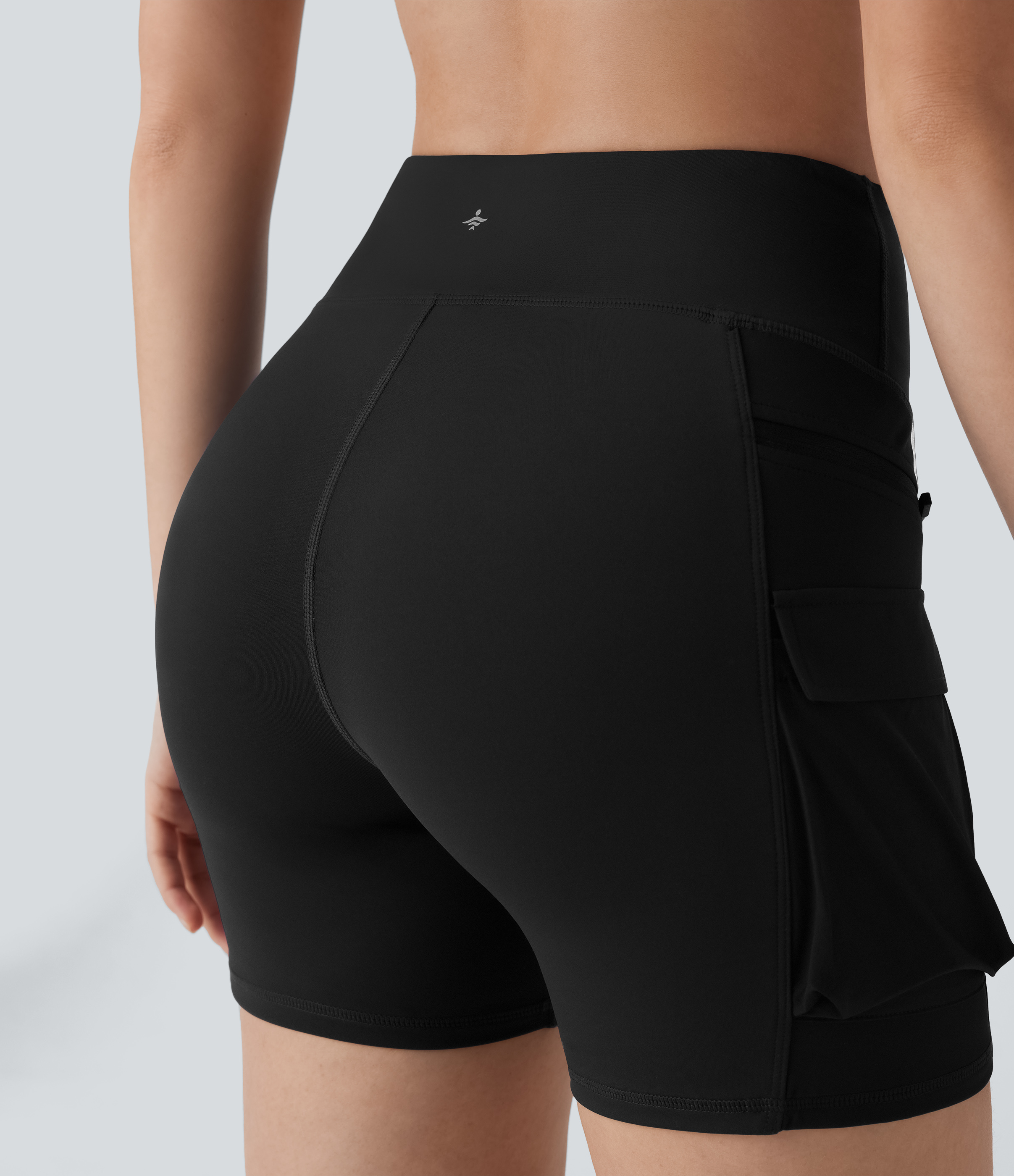Halara Breezefulв„ў High Waisted Multiple Pockets Quick Dry Hiking Biker Shorts 5``  - Black - L biker shorts women black biker shorts 