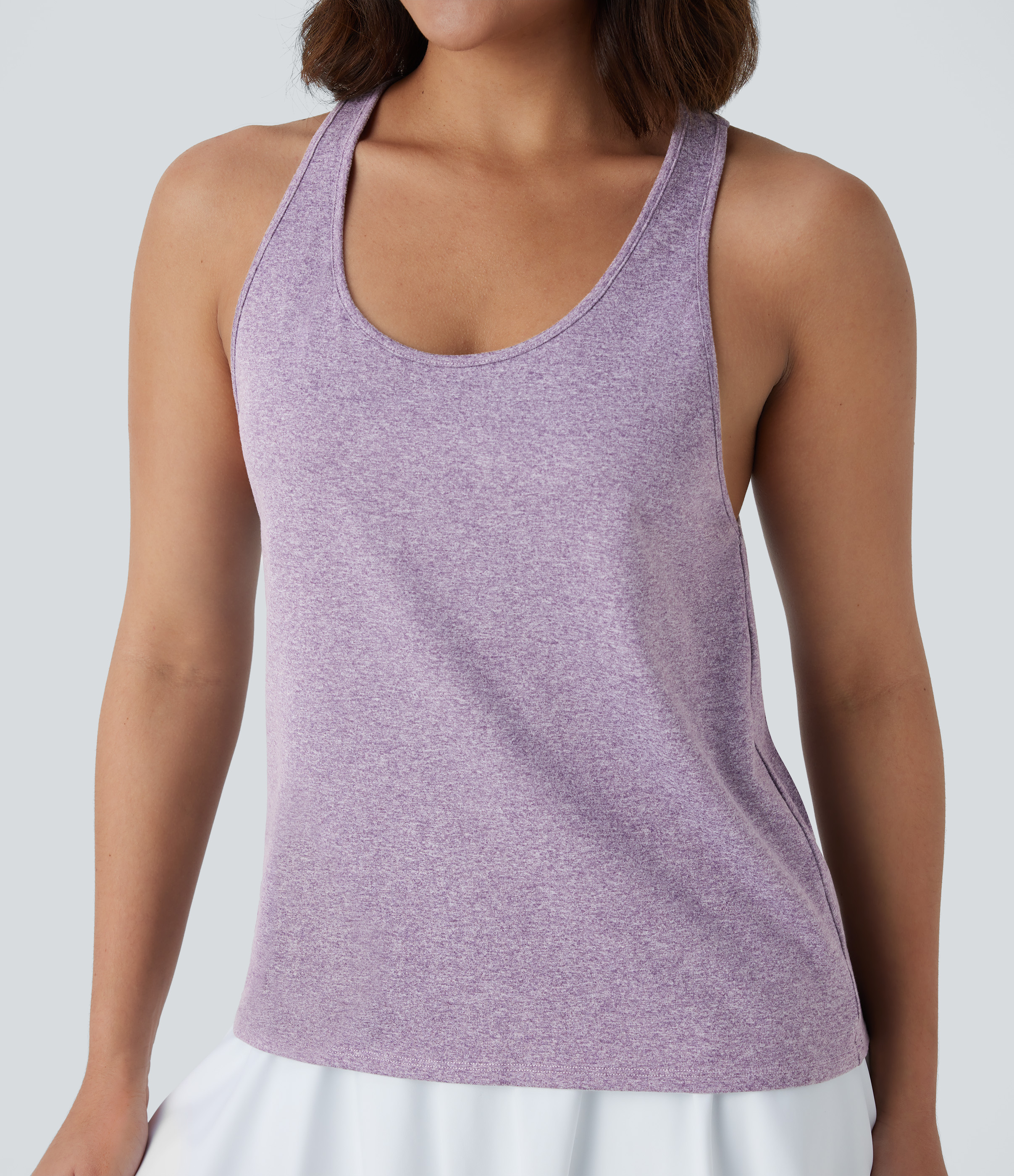 Halara U Neck Backless Cut Out Pickleball Tank Top Tank Top - Purple Ash Floral Yarn - S golf tops halter top tunic tops sleeveless tops 