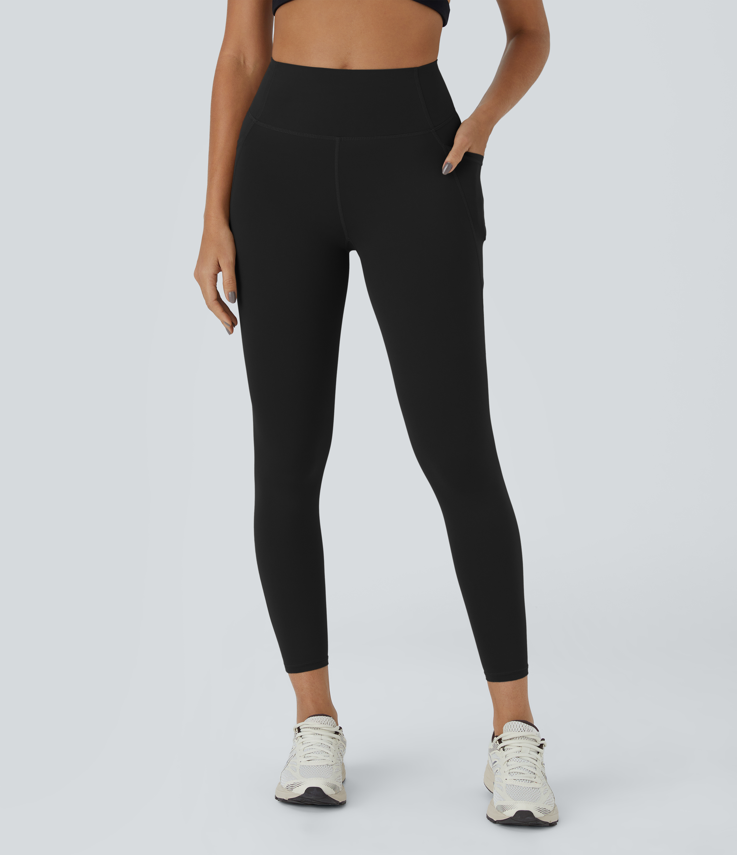 Halara UltraSculptв„ў High Waisted Side Pocket Training 7/8 Leggings  - Black - M gym leggings leggings with pockets leggings with butt lift 